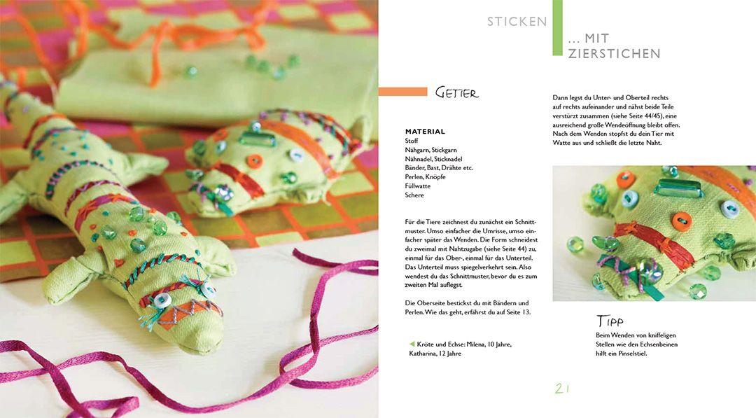 Beispielinhalt (Bild) Kinder-Werkstatt Sticken, Nähen, Weben