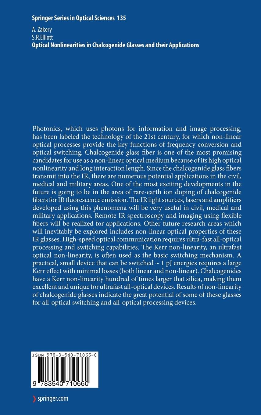 Rückseitencover Optical Nonlinearities in Chalcogenide Glasses and their Applications
