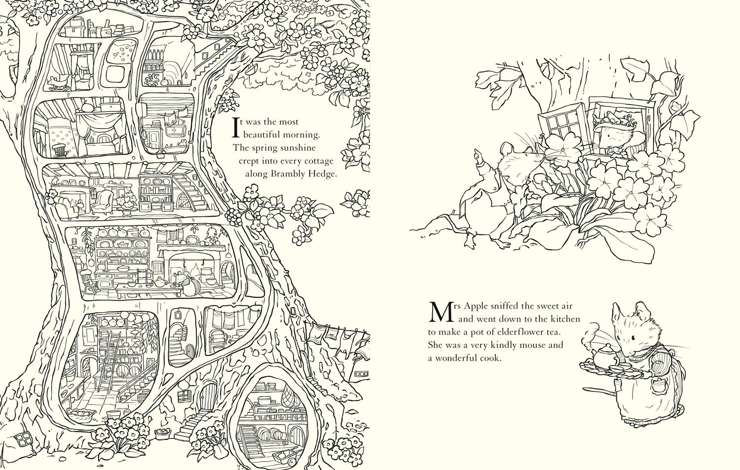 Beispielinhalt (Bild) Brambly Hedge: Nature Colouring Book