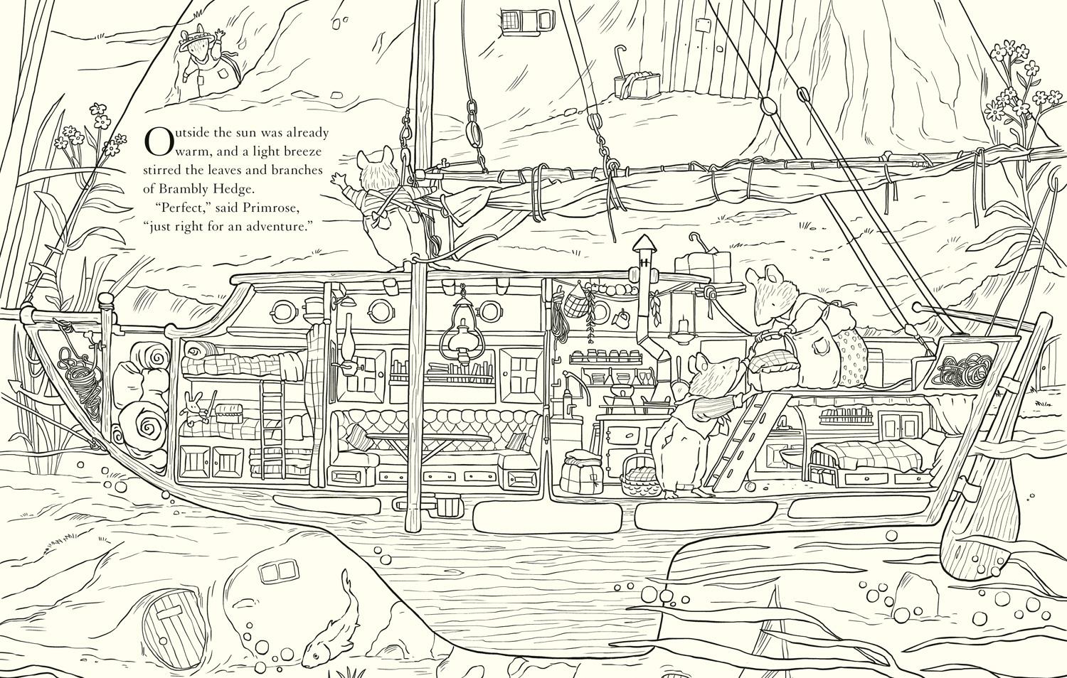 Beispielinhalt (Bild) Brambly Hedge: Nature Colouring Book