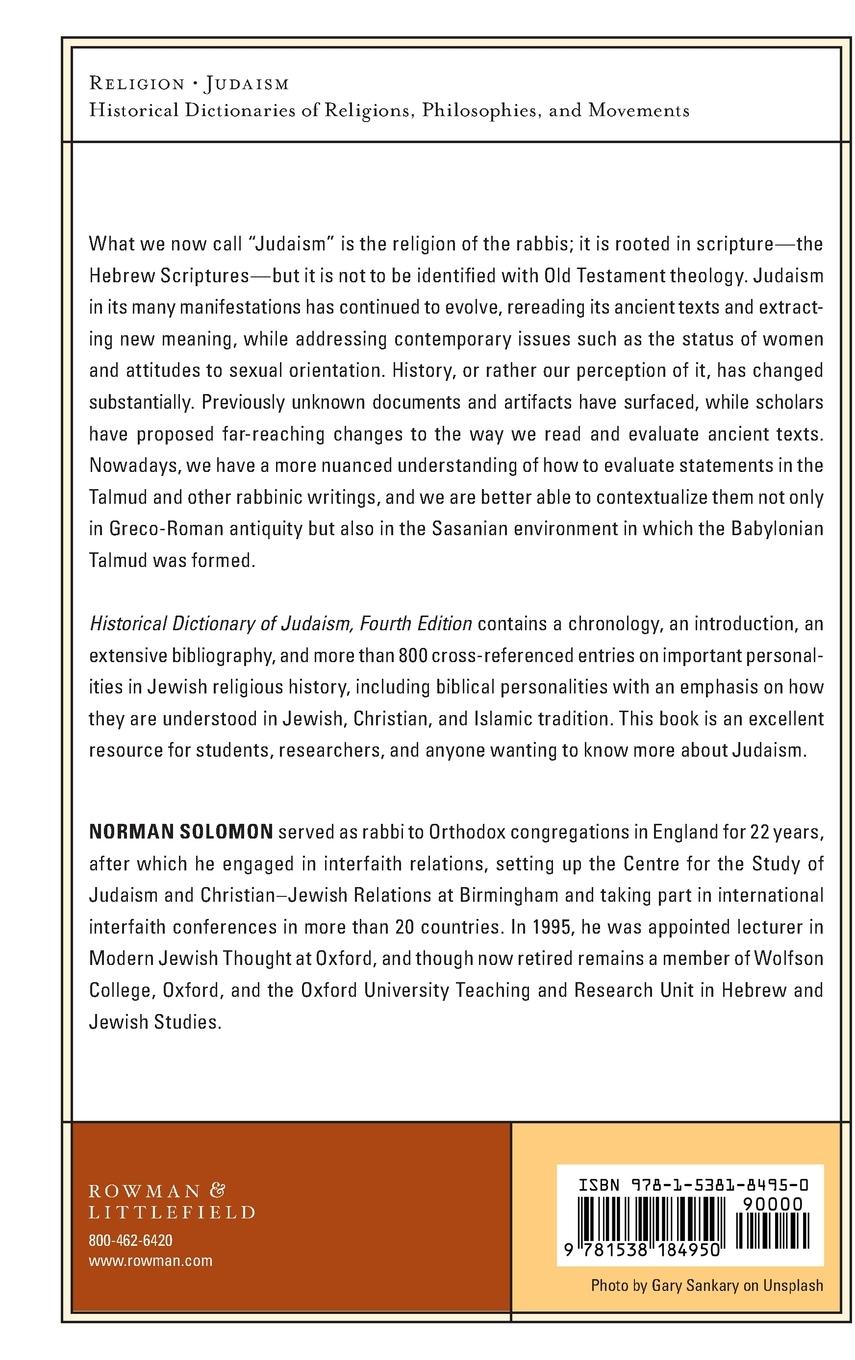 Rückseitencover Historical Dictionary of Judaism