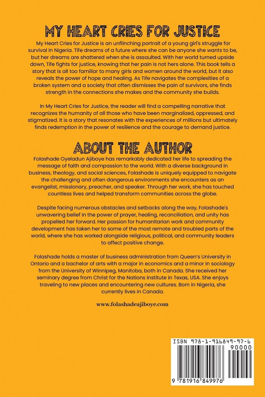 Rückseitencover MY HEART CRIES FOR JUSTICE