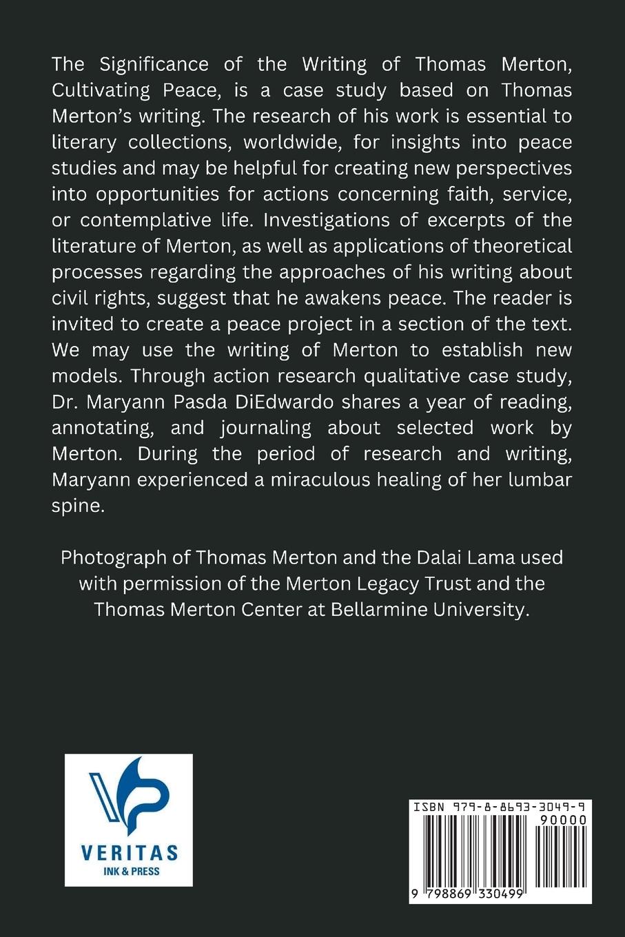 Rückseitencover The Significance of the Writing of Thomas Merton, Cultivating Peace