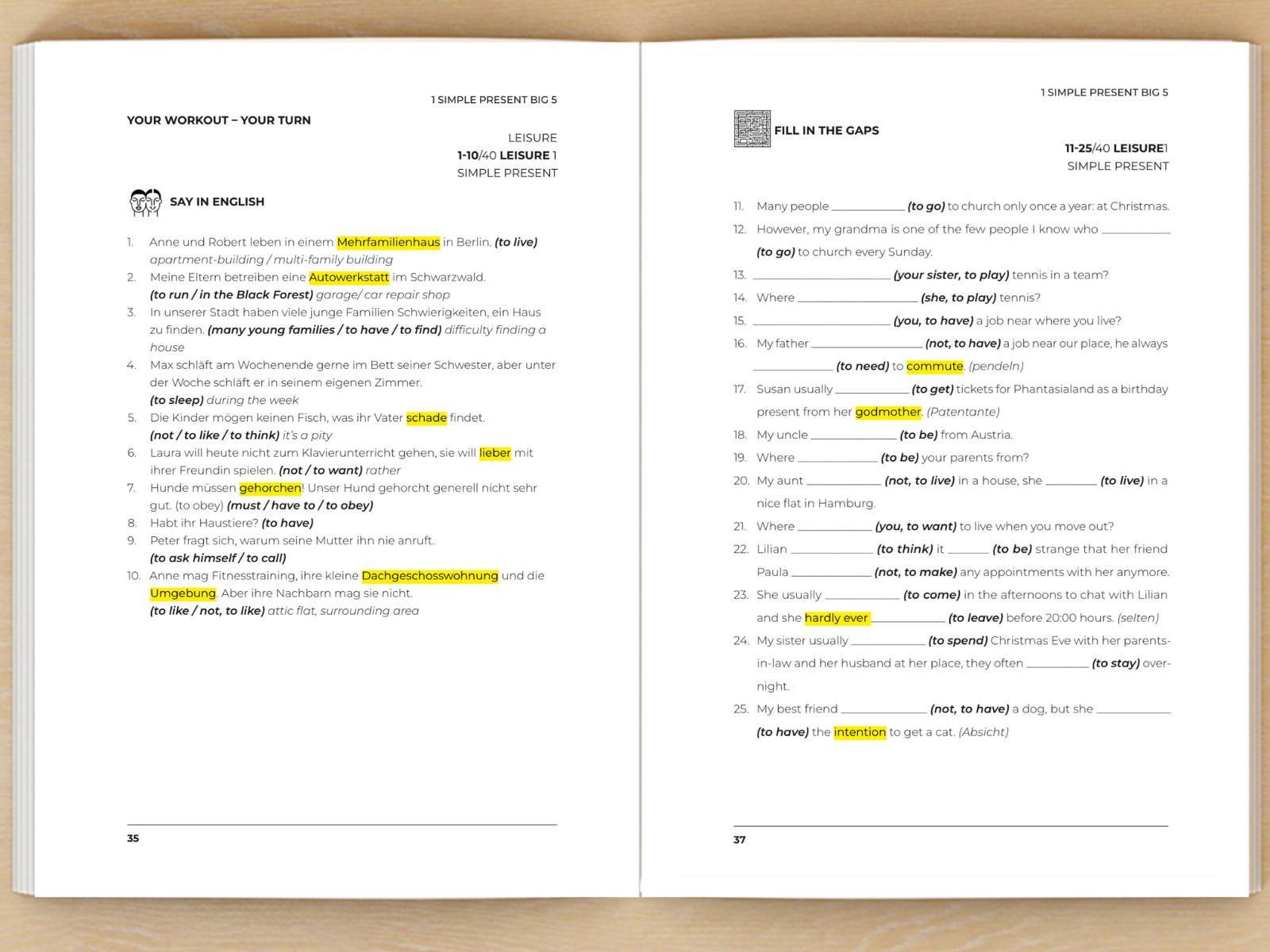Beispielinhalt (Bild) Englische Grammatik richtig anwenden - Teil 1: Englische Zeiten in der Praxis