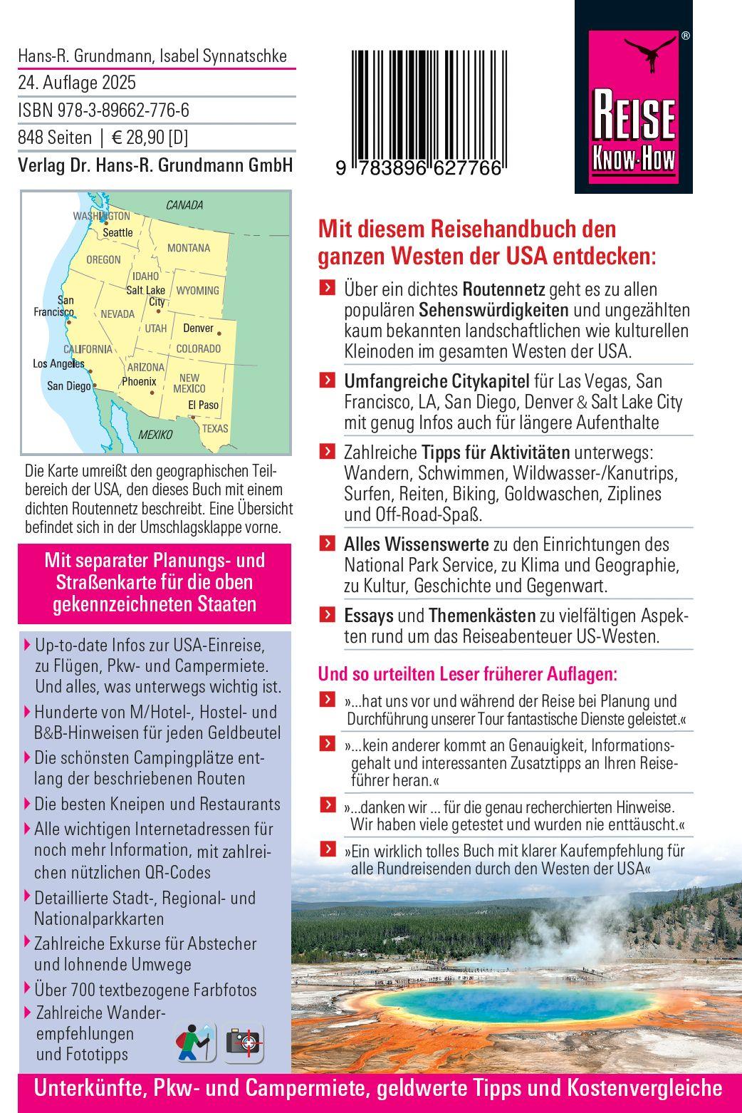 Beispielinhalt (Bild) Reise Know-How Reiseführer USA - der ganze Westen
