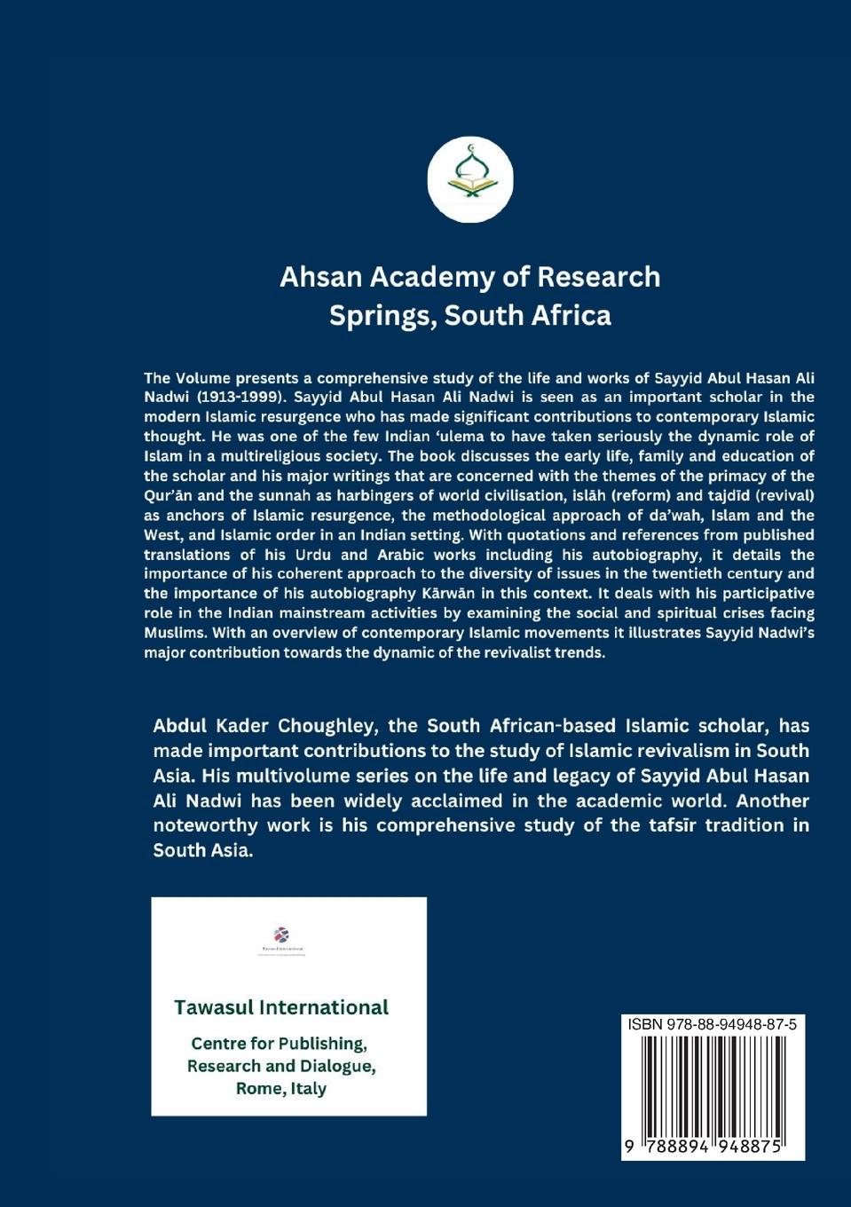 Rückseitencover Sayyid Abul Hasan Ali Nadwi, Life and Legacy