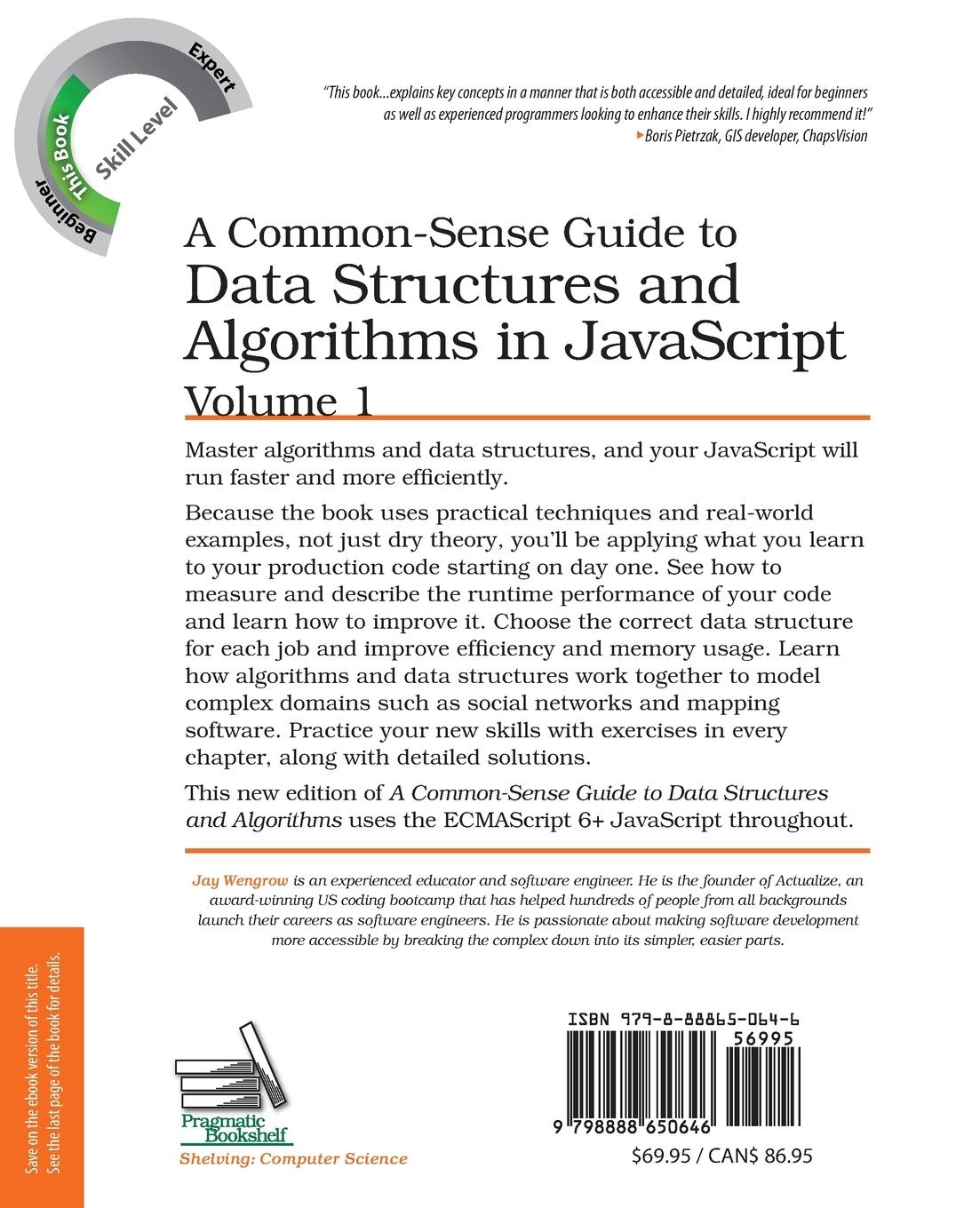 Rückseitencover A Common-Sense Guide to Data Structures and Algorithms in Javascript, Volume 1