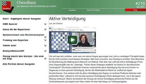 Beispielinhalt (Bild) ChessBase Magazin # 219 (Mai / Juni 2024)