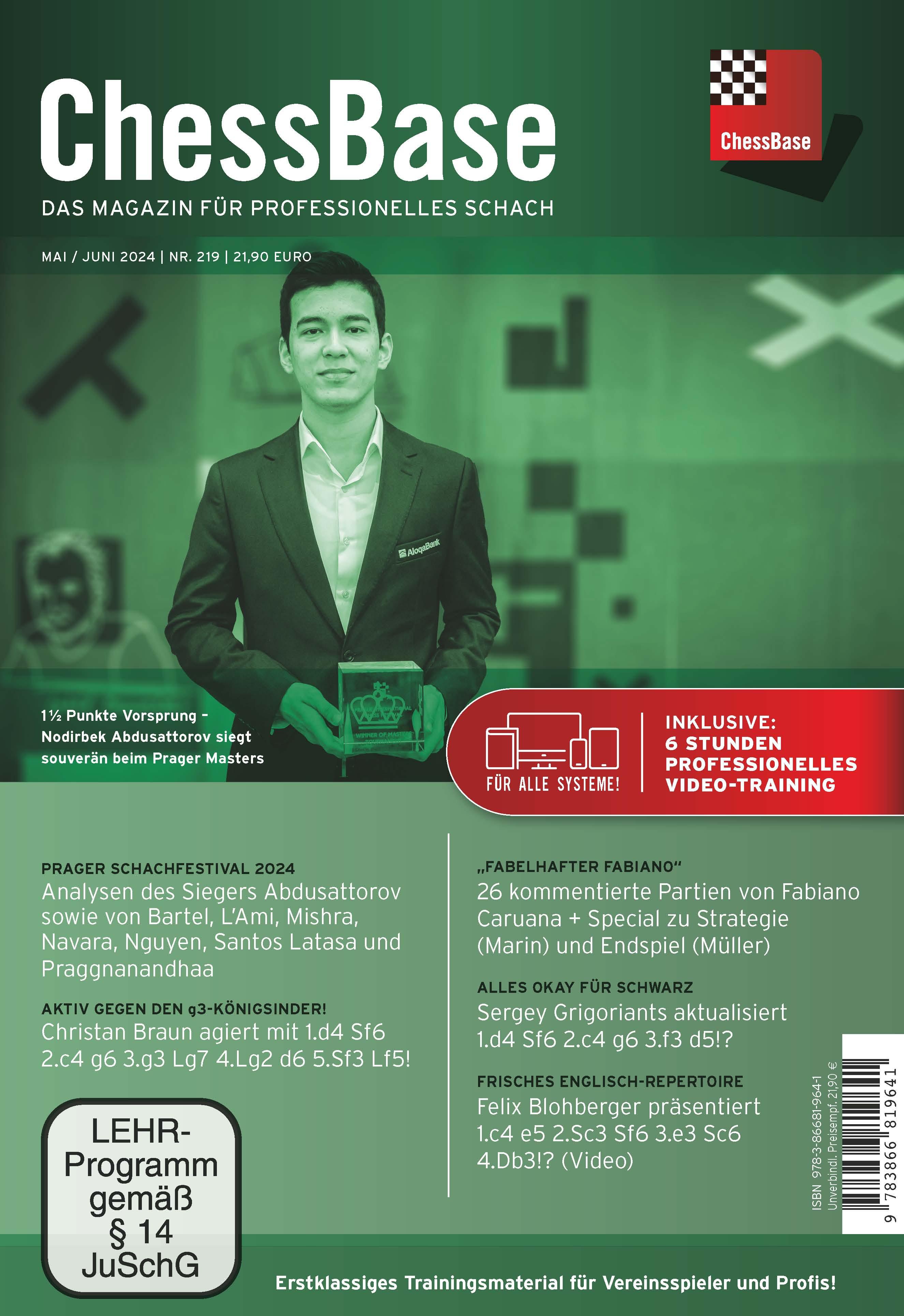 Vorderes Coverbild ChessBase Magazin # 219 (Mai / Juni 2024)