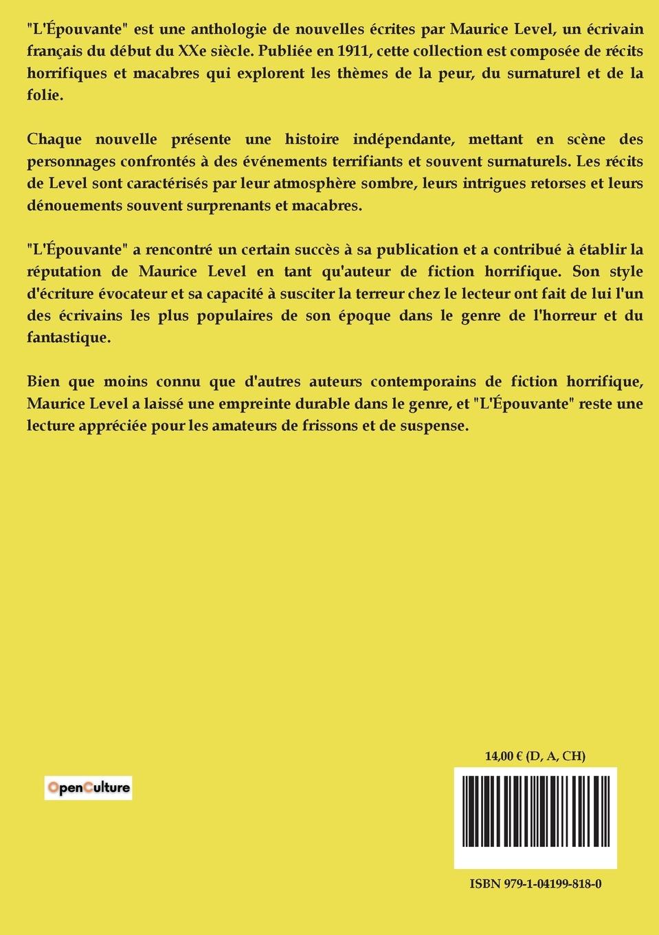 Rückseitencover L'épouvante