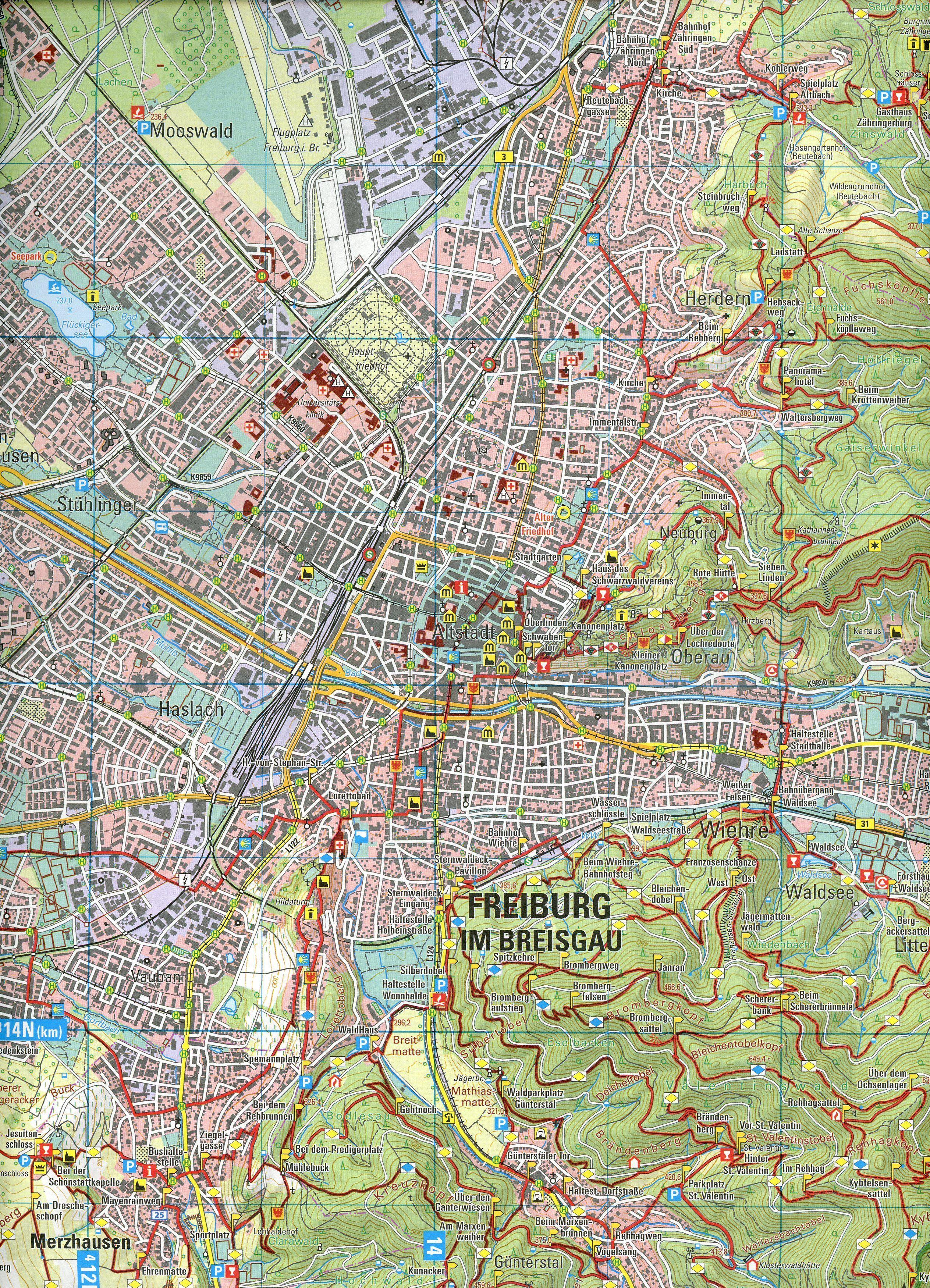 Beispielinhalt (Bild) Wanderkarte 1:25 000 Freiburg im Breisgau