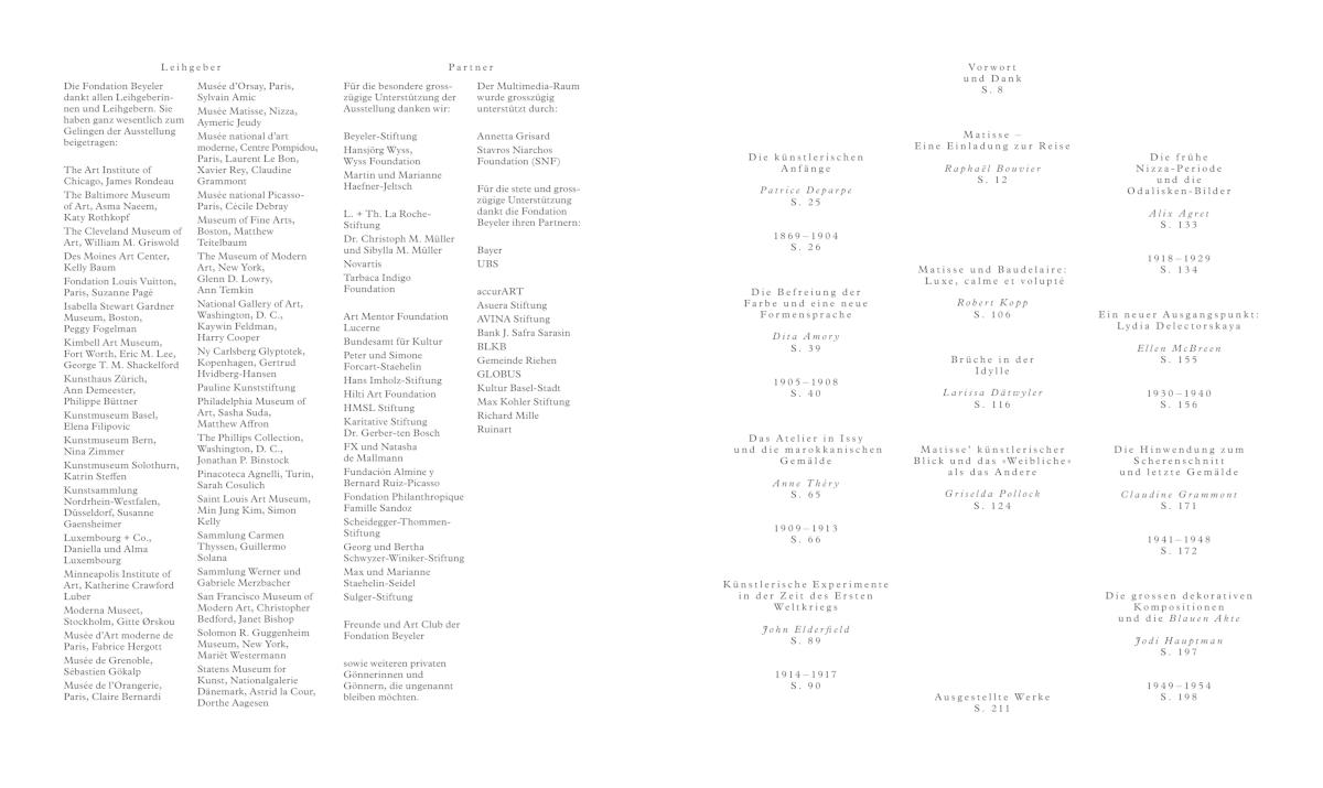 Beispielinhalt (Bild) Matisse. Einladung zur Reise. Der große Ausstellungskatalog zur Henri Matisse Retrospektive der Fondation Beyeler in Basel. Meisterwerke der Moderne. Fauvismus