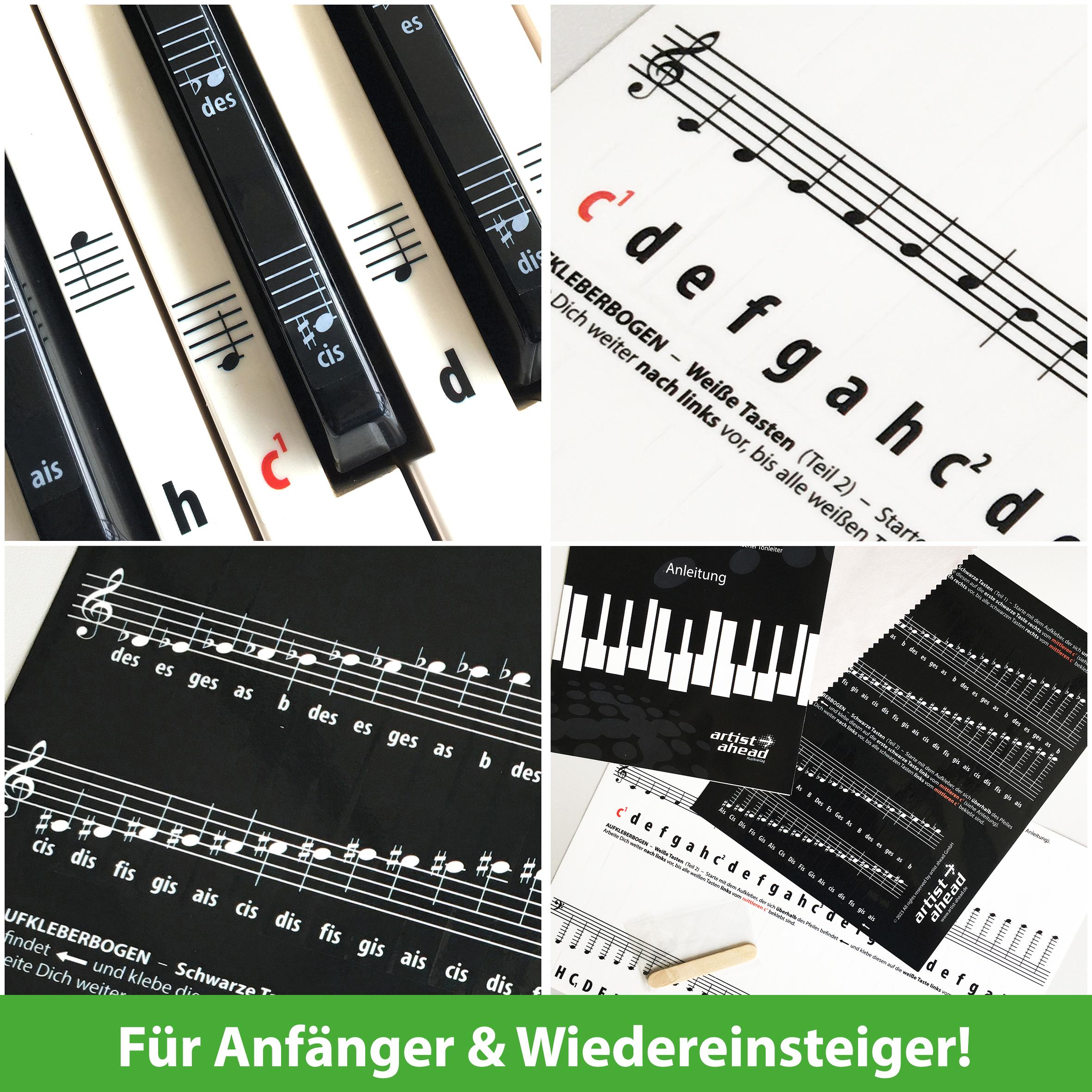 Beispielinhalt (Bild) ARTIST AHEAD® Noten Aufkleber für Klavier & Keyboard