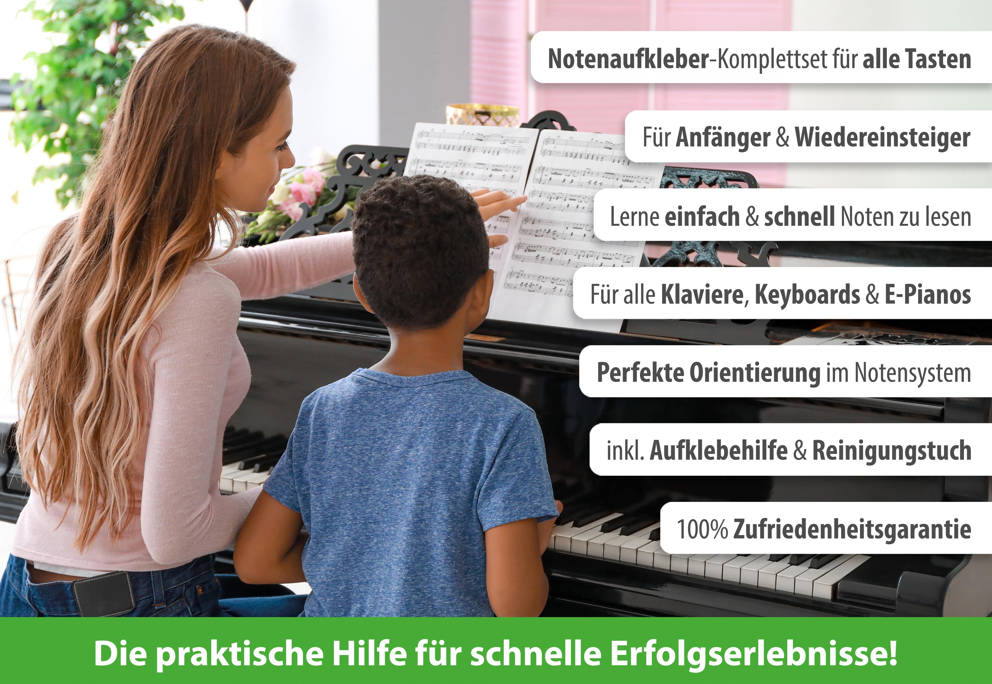 Beispielinhalt (Bild) ARTIST AHEAD® Noten Aufkleber für Klavier & Keyboard