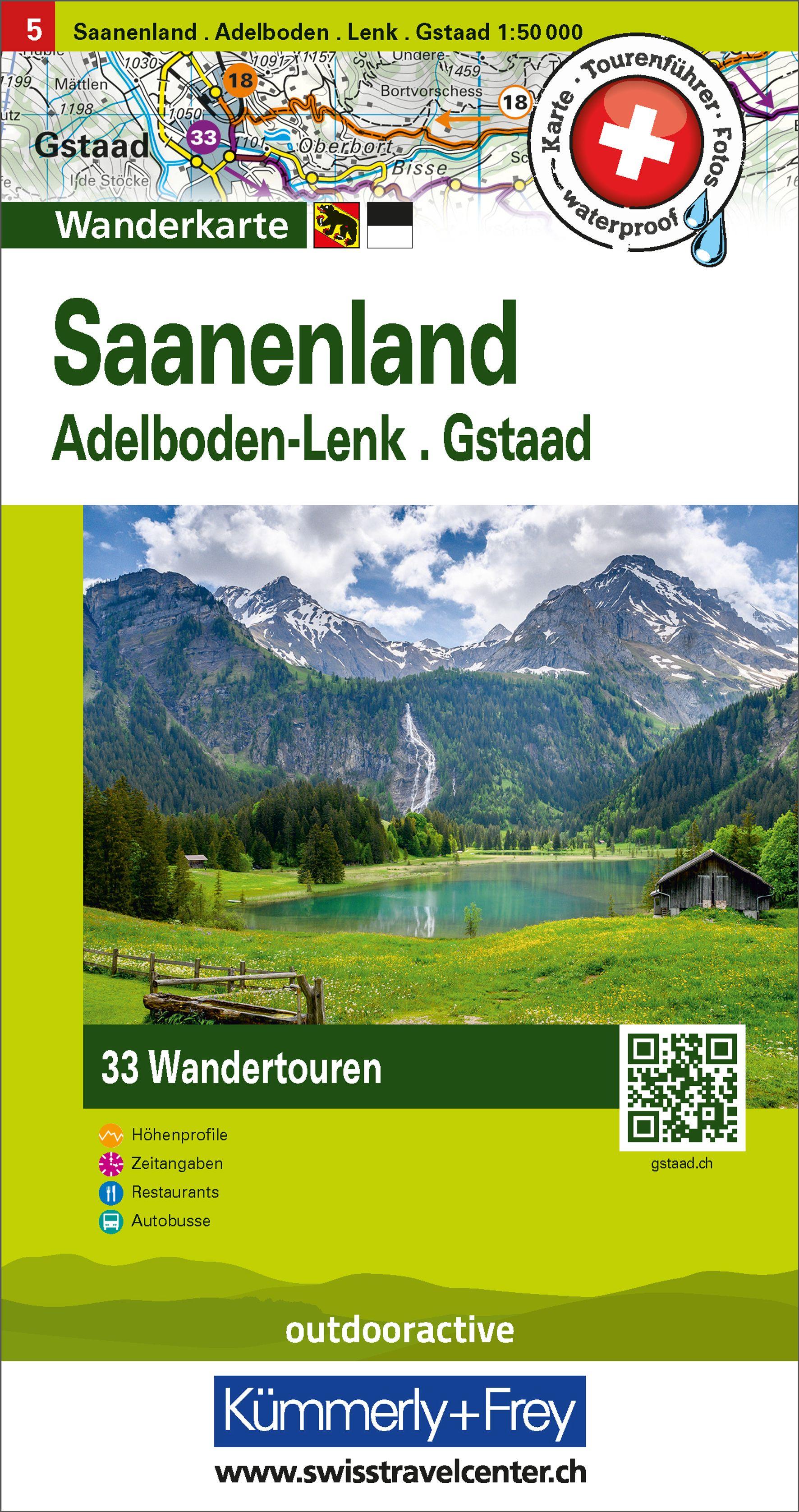 Vorderes Coverbild Kümmerly+Frey Wandertourenkarte 5 Saanenland 1:50.000