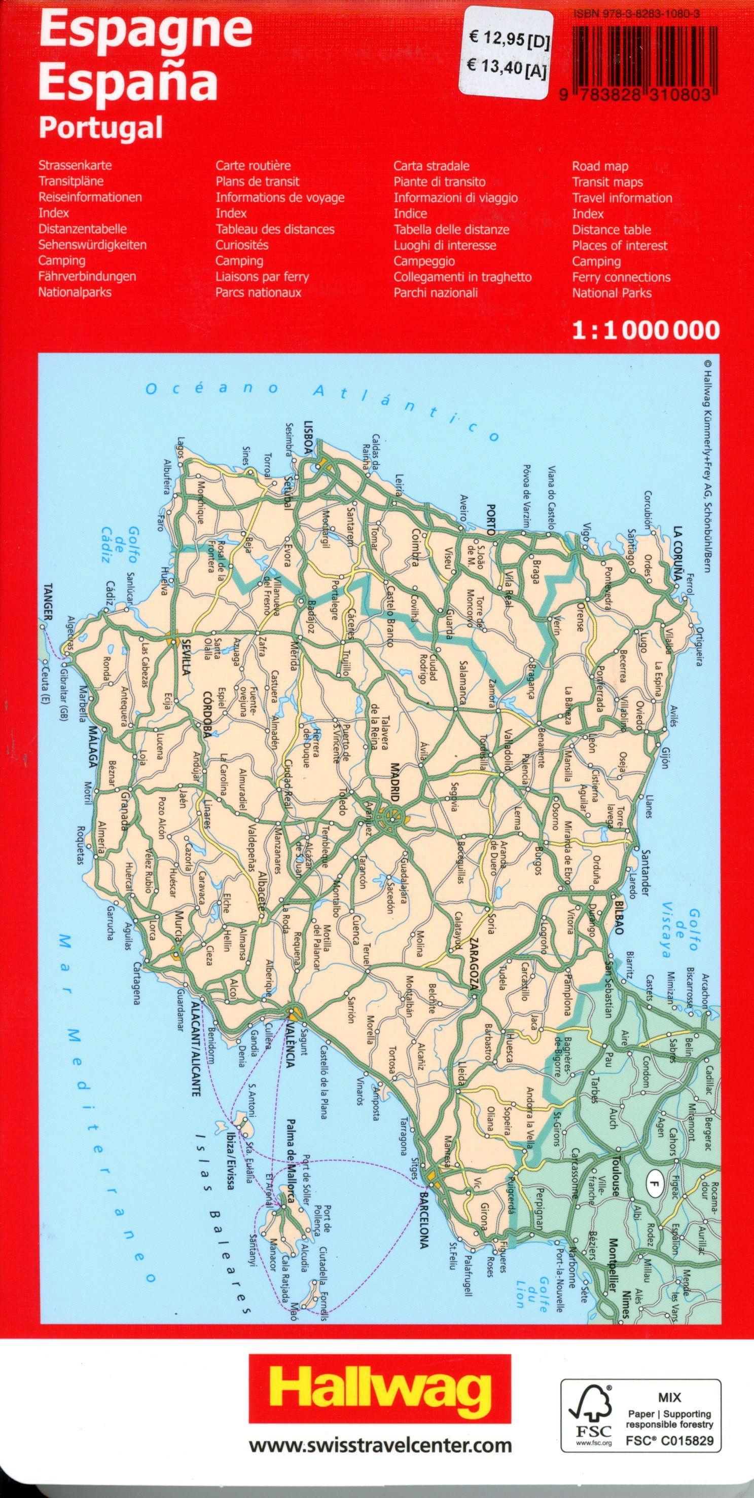 Beispielinhalt (Bild) Hallwag Strassenkarte Spanien, Portugal 1:1 Mio.