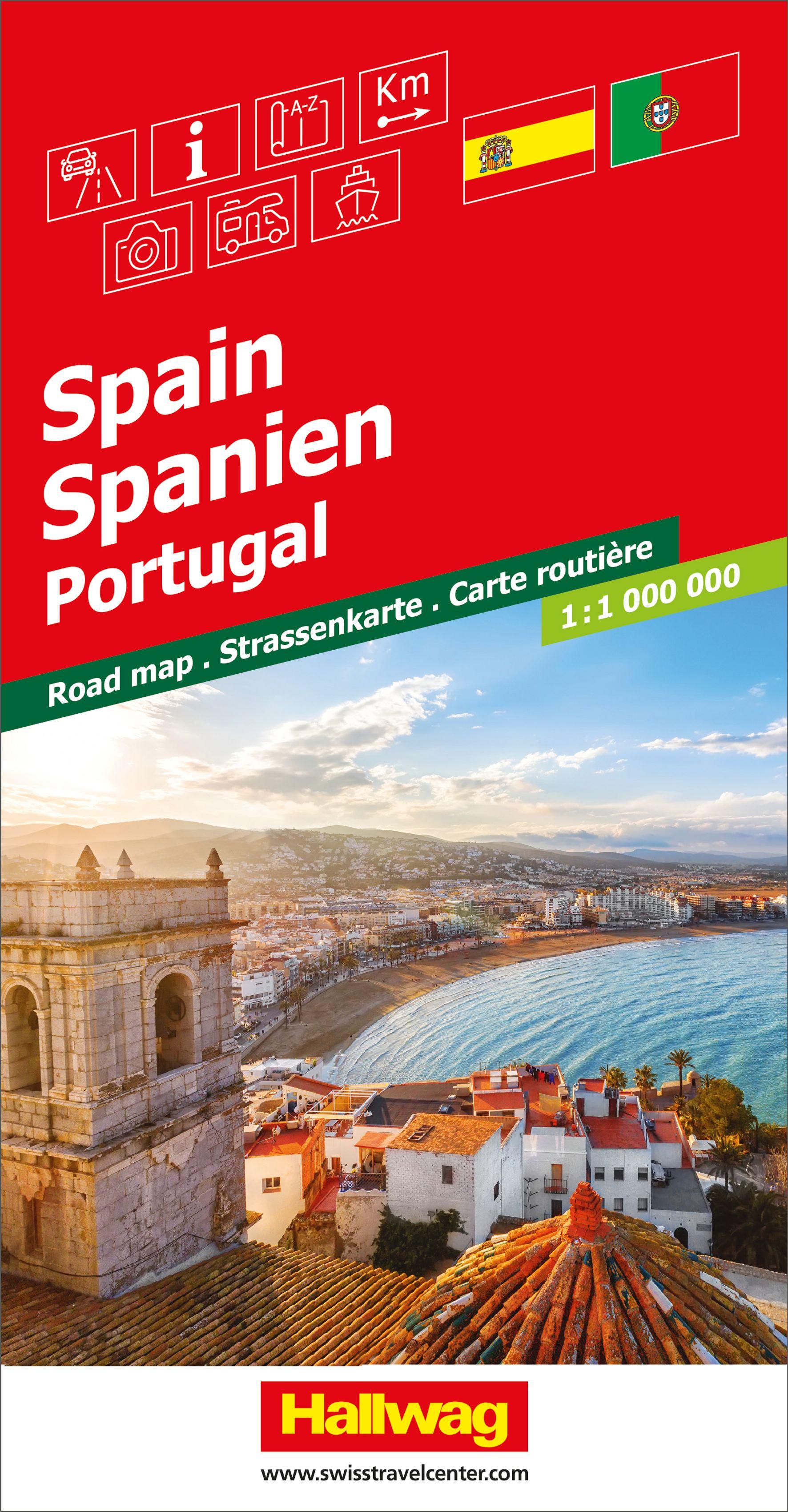 Vorderes Coverbild Hallwag Strassenkarte Spanien, Portugal 1:1 Mio.