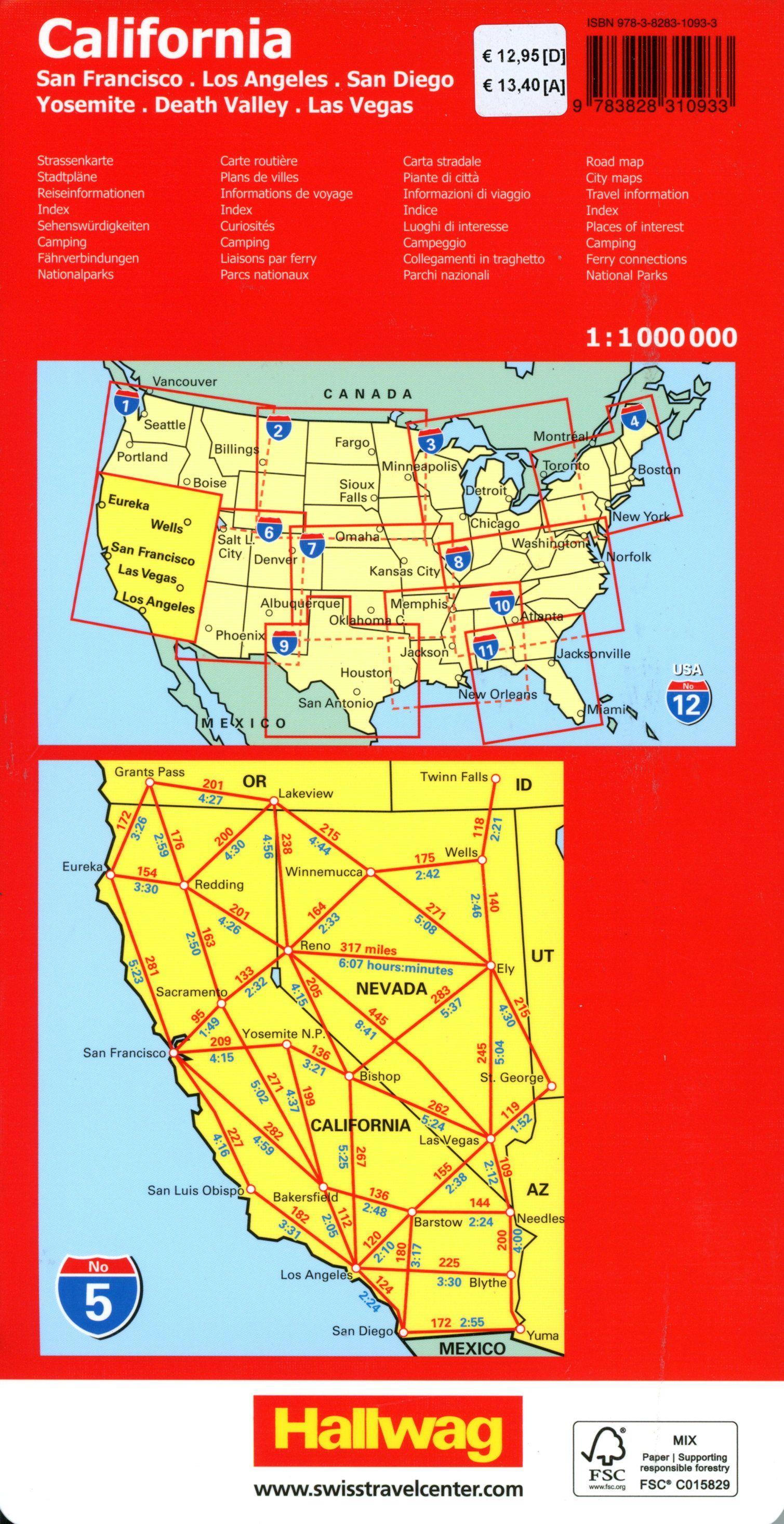Beispielinhalt (Bild) Hallwag Strassenkarte USA, California 1:1 Mio.