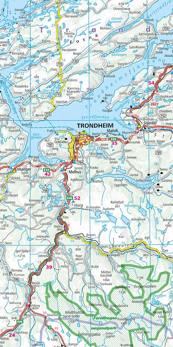 Beispielinhalt (Bild) Hallwag Strassenkarte Norwegen 1:750.000