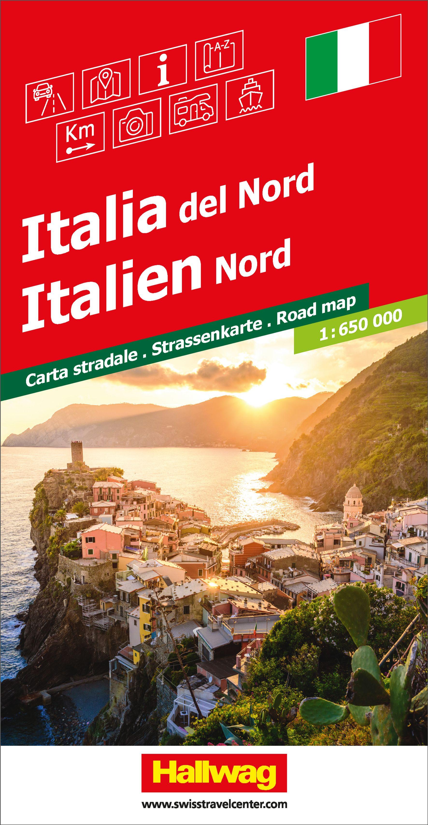 Vorderes Coverbild Hallwag Strassenkarte Italien Nord 1:650.000