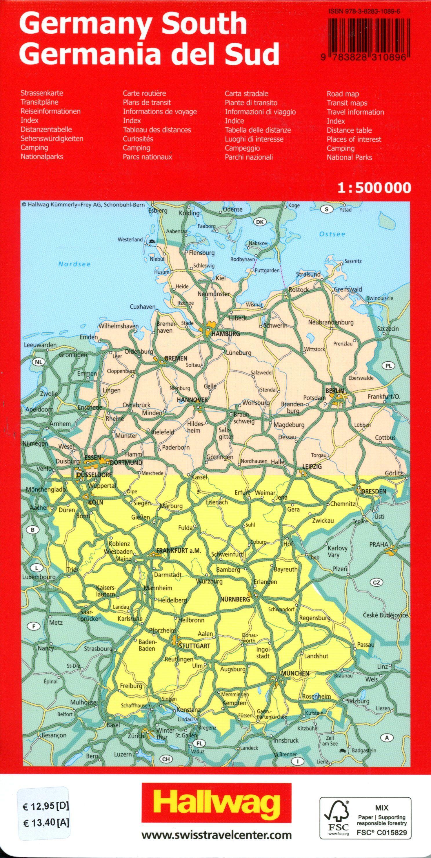 Beispielinhalt (Bild) Hallwag Strassenkarte Deutschland Süd 1:500.000