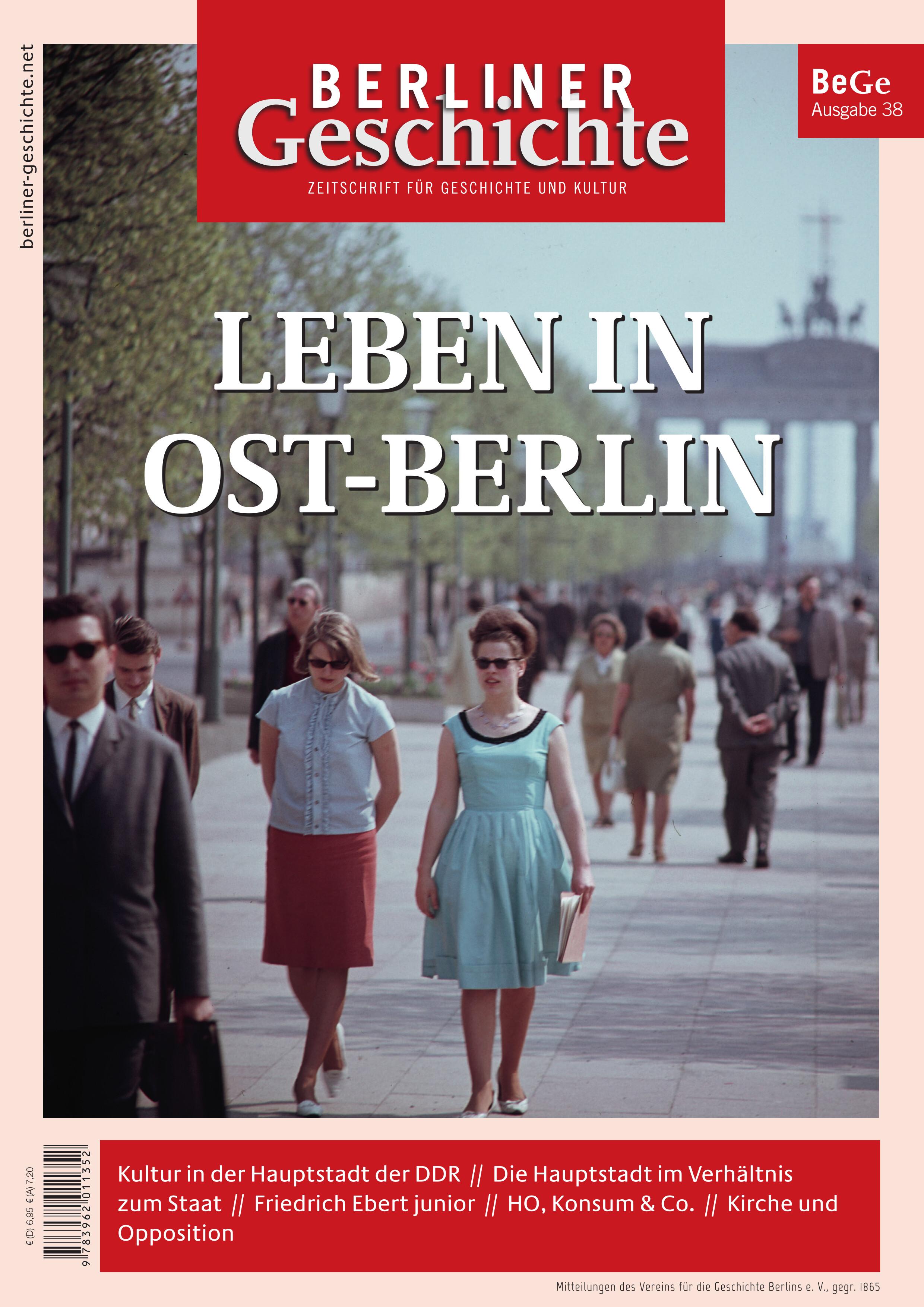 Vorderes Coverbild Berliner Geschichte - Zeitschrift für Geschichte und Kultur 38