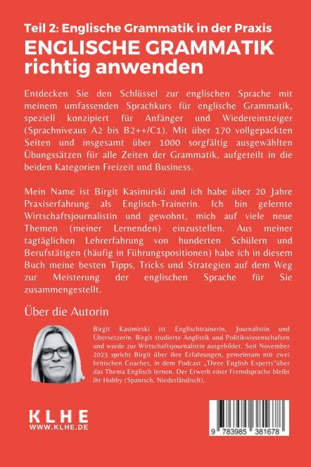 Rückseitencover Englische Grammatik richtig anwenden - Teil 2: Englische Grammatik in der Praxis