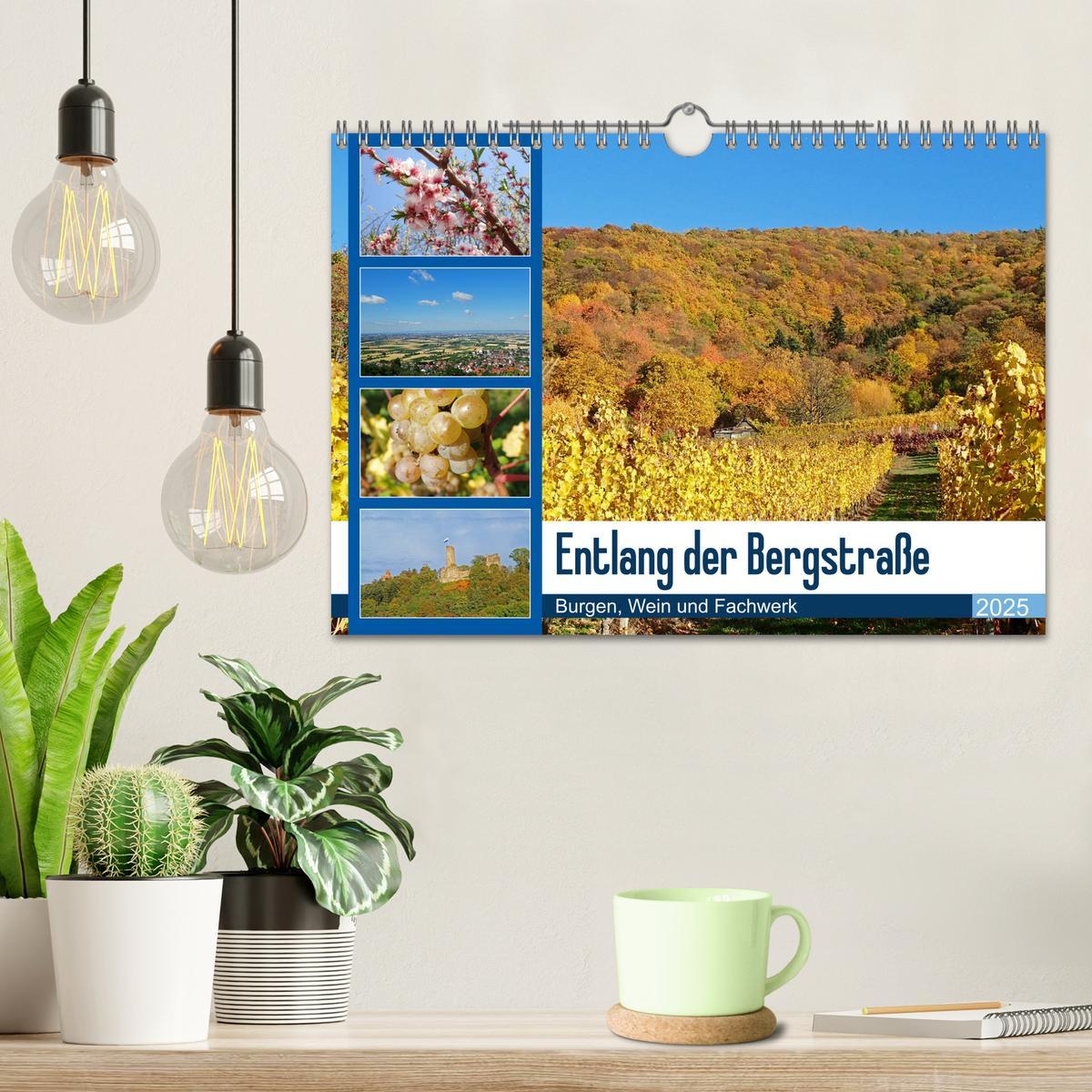 Beispielinhalt (Bild) Entlang der Bergstraße Burgen, Wein und Fachwerk (Wandkalender 2025 DIN A4 quer), CALVENDO Monatskalender