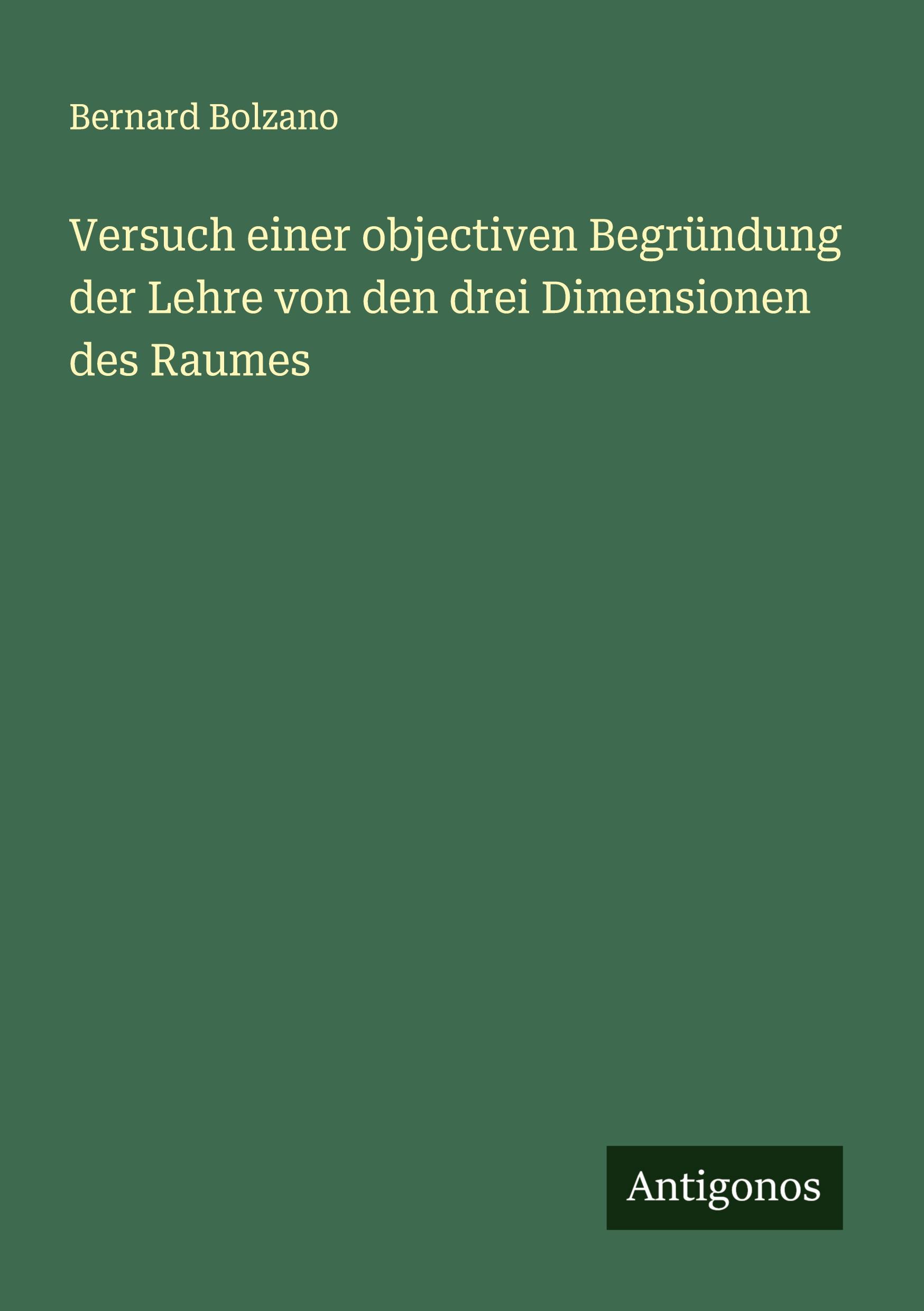 Vorderes Coverbild Versuch einer objectiven Begründung der Lehre von den drei Dimensionen des Raumes