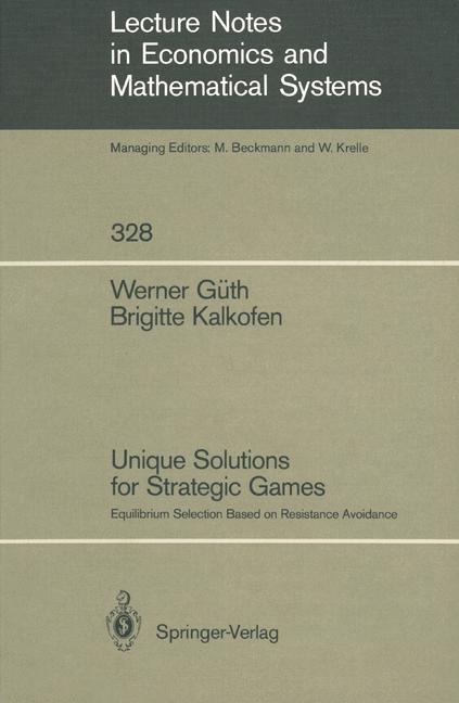 Vorderes Coverbild Unique Solutions for Strategic Games