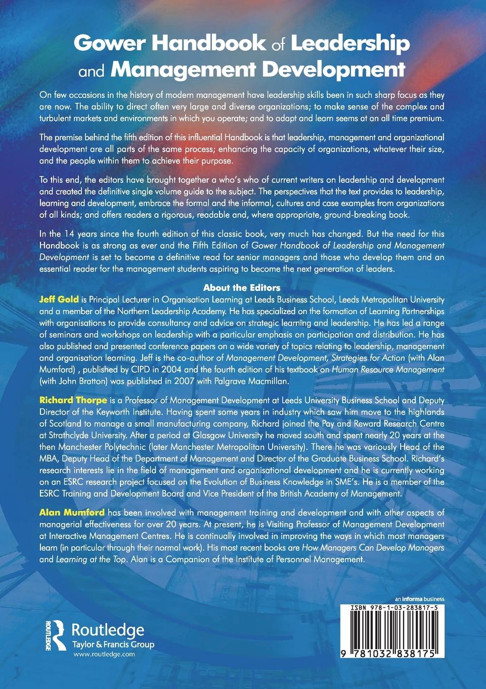 Rückseitencover Gower Handbook of Leadership and Management Development