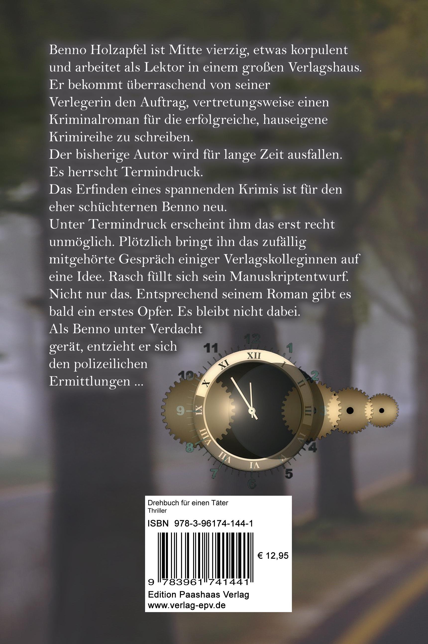 Rückseitencover Drehbuch für einen Täter