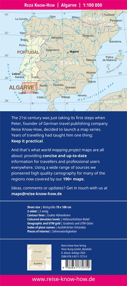 Rückseitencover Reise Know-How Landkarte Algarve 1 : 100.000