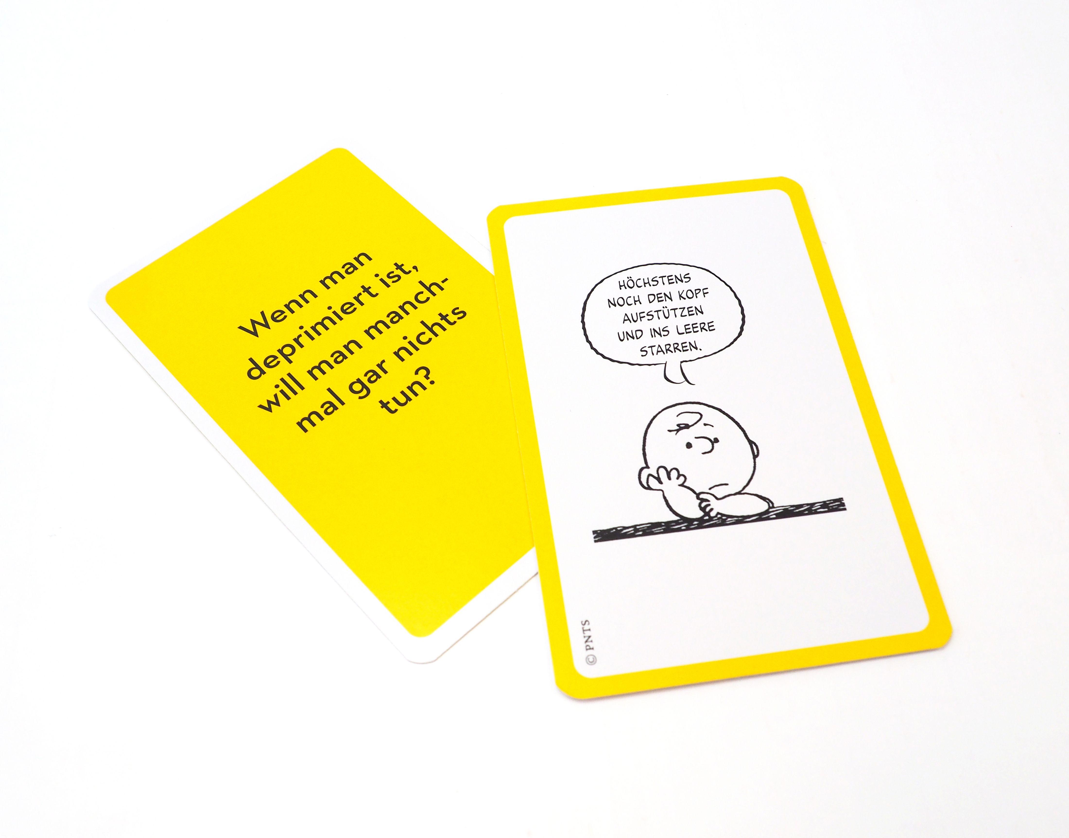 Beispielinhalt (Bild) Peanuts für alle Lebenslagen. 52 Karten mit Weisheiten von Charlie Brown, Snoopy & Co.