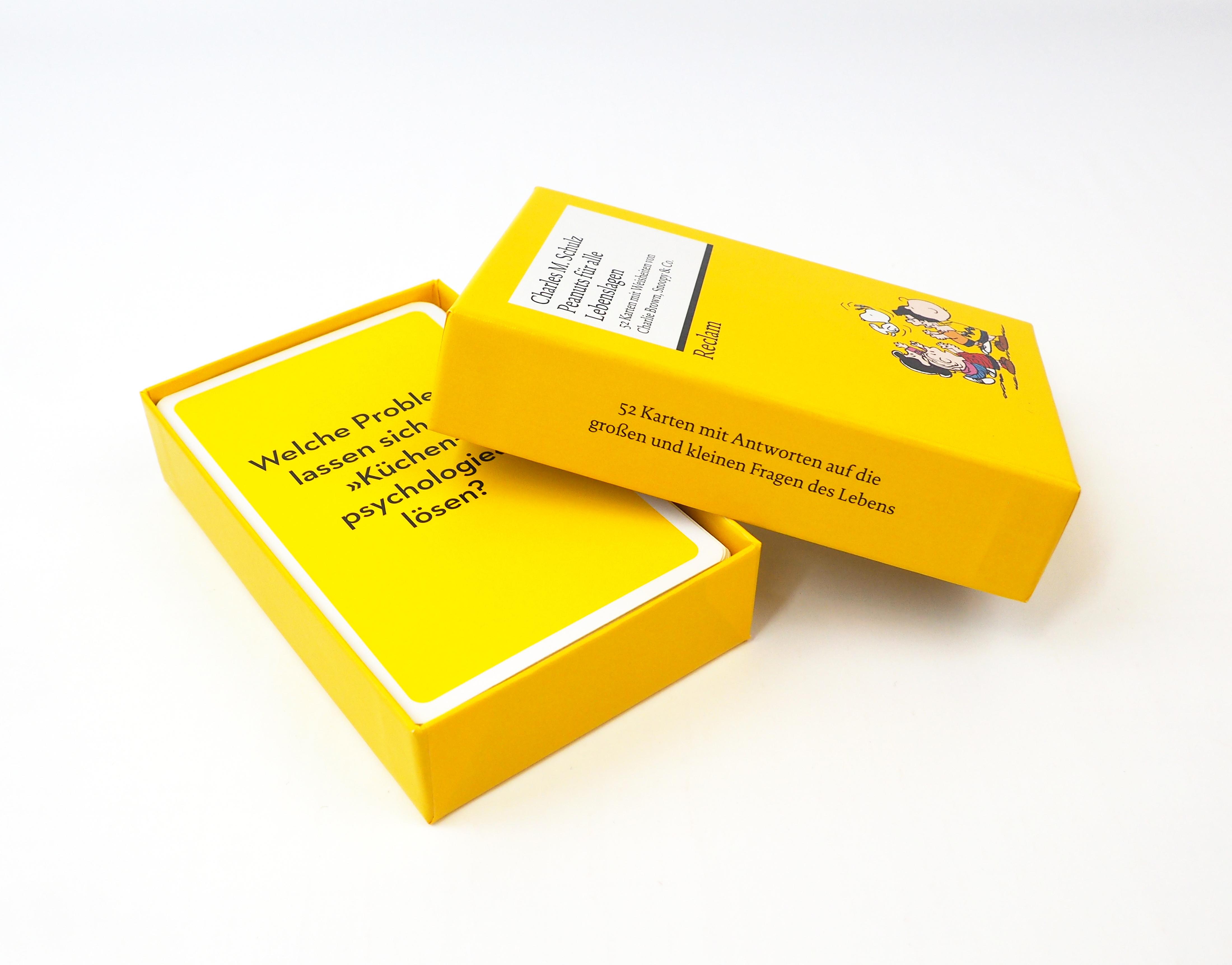 Beispielinhalt (Bild) Peanuts für alle Lebenslagen. 52 Karten mit Weisheiten von Charlie Brown, Snoopy & Co.