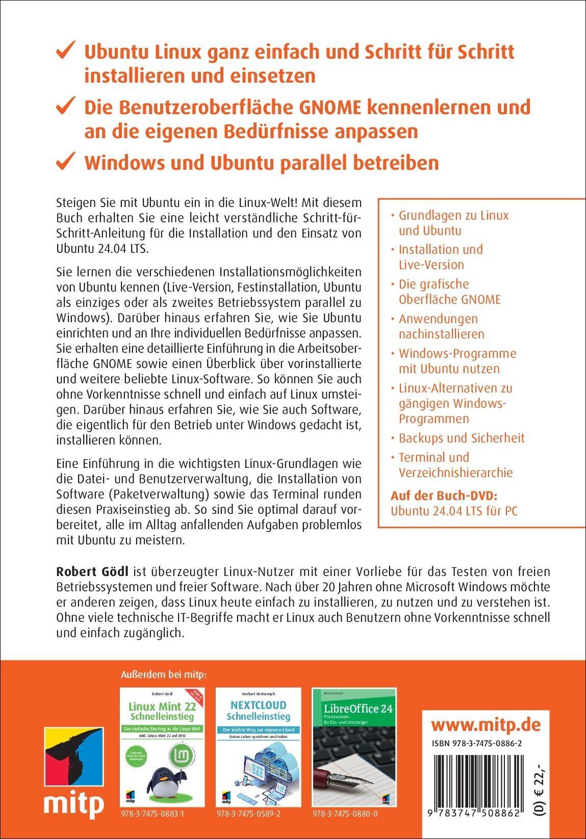 Rückseitencover Ubuntu 24.04 LTS Schnelleinstieg