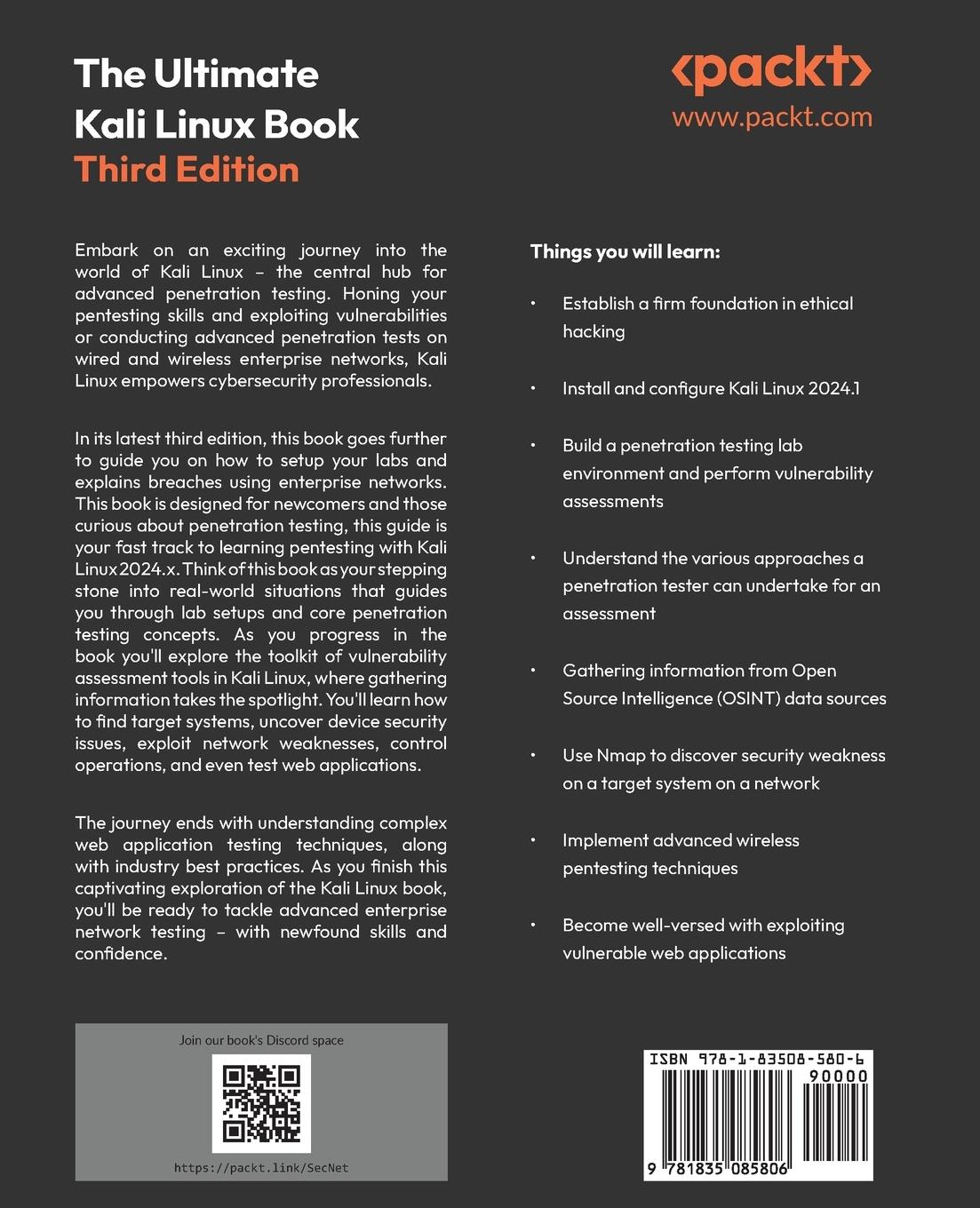 Rückseitencover The Ultimate Kali Linux Book - Third Edition