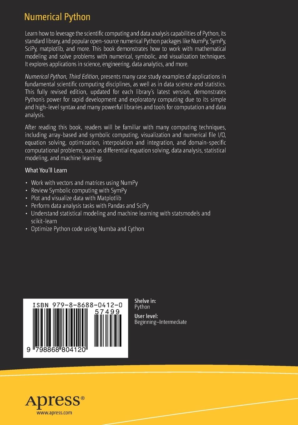 Rückseitencover Numerical Python