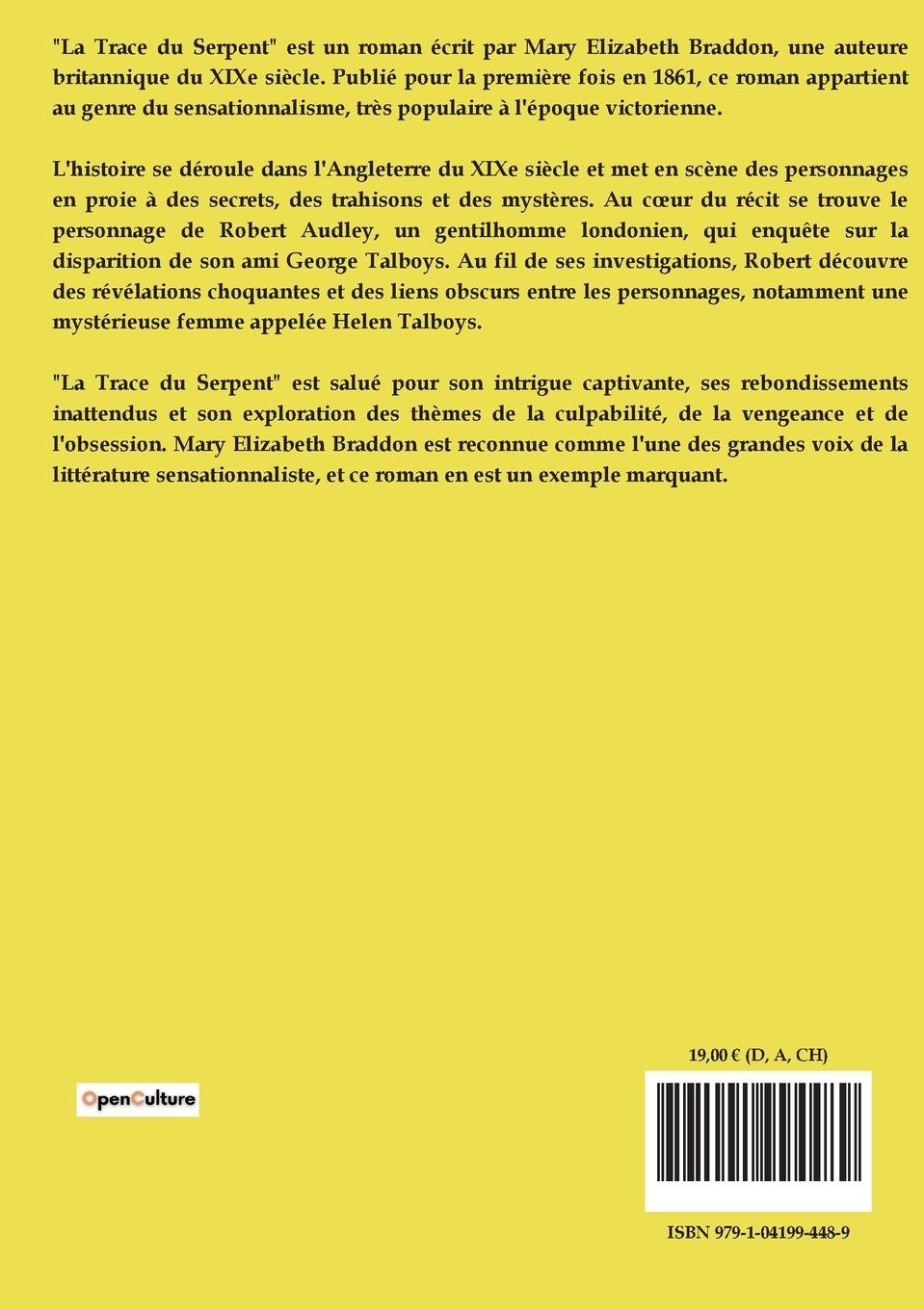 Rückseitencover La Trace du serpent