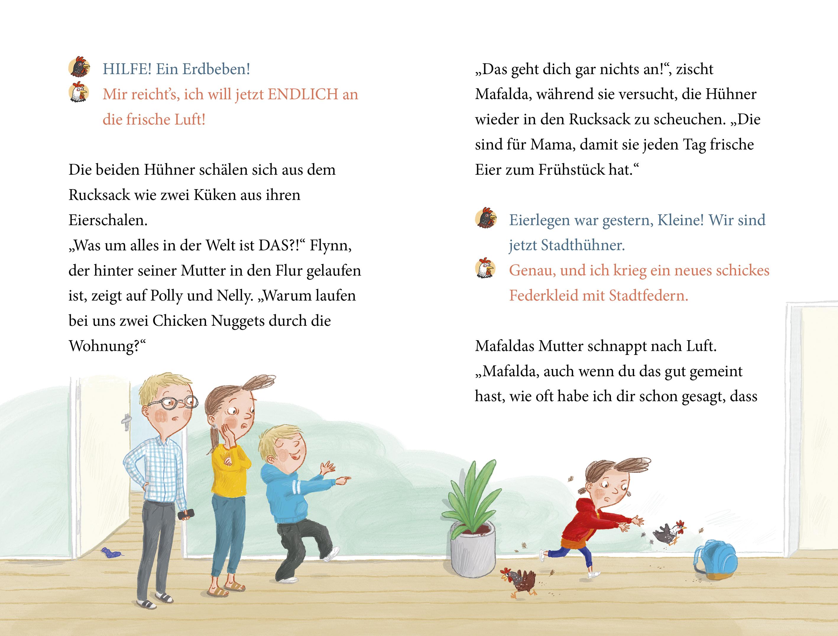 Beispielinhalt (Bild) Mafalda mittendrin - Hühneralarm im Treppenhaus