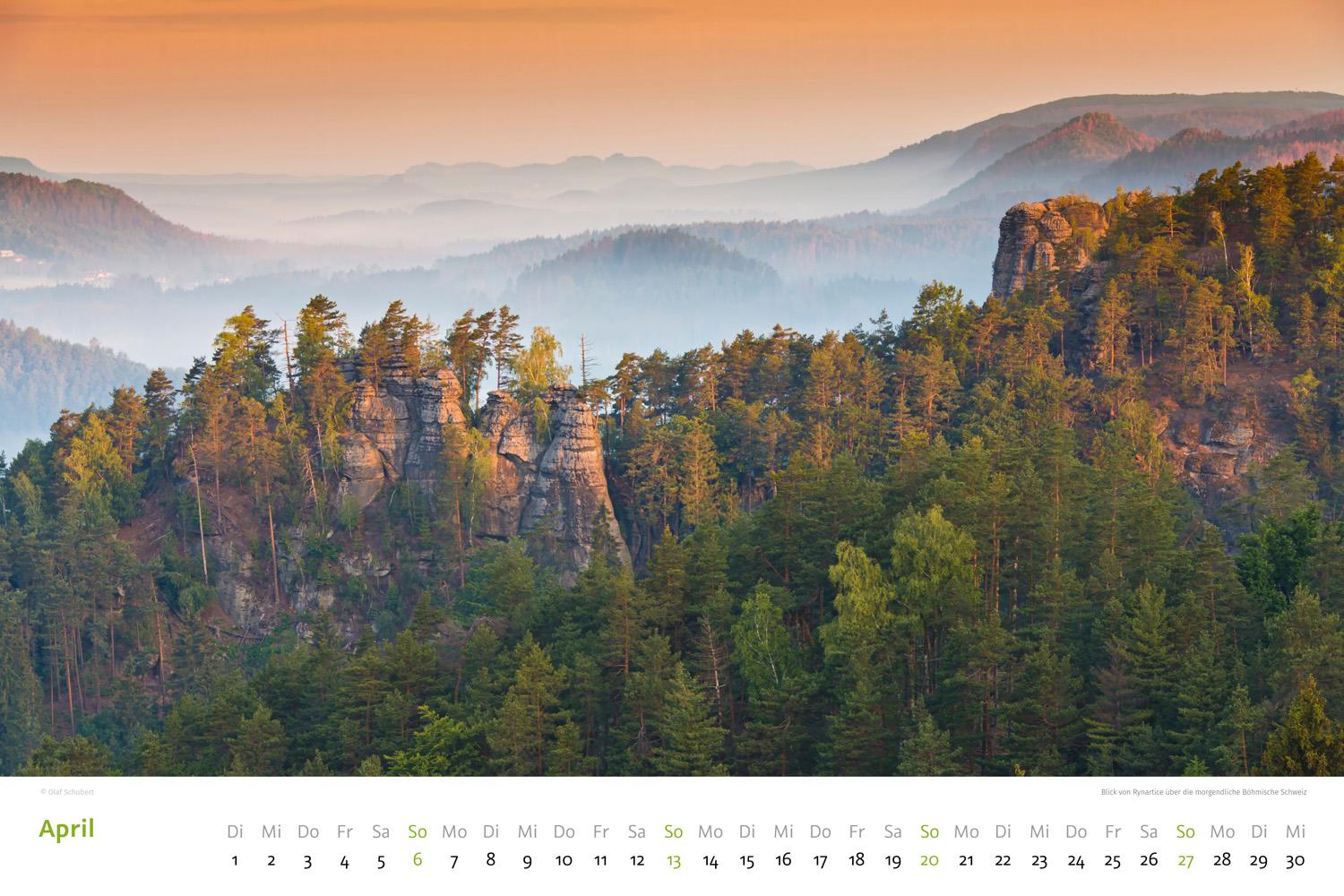 Beispielinhalt (Bild) Kalender Sächsische & Böhmische Schweiz 2025