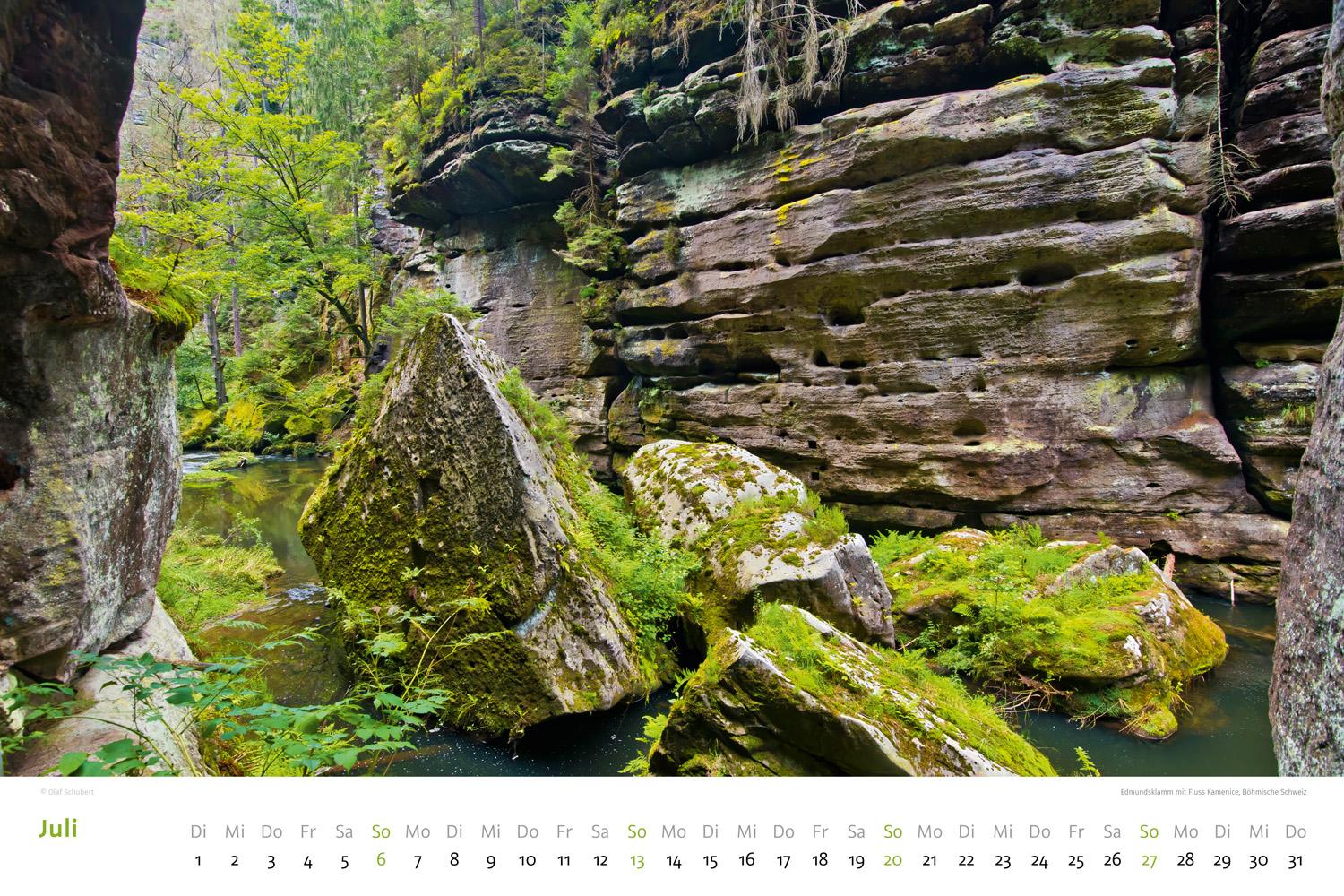 Beispielinhalt (Bild) Kalender Sächsische & Böhmische Schweiz 2025