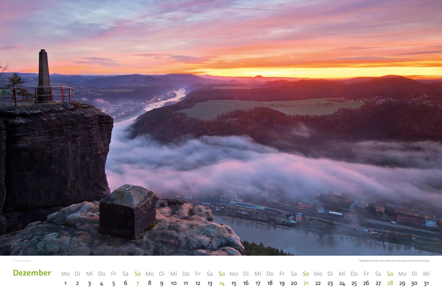 Beispielinhalt (Bild) Kalender Sächsische & Böhmische Schweiz 2025