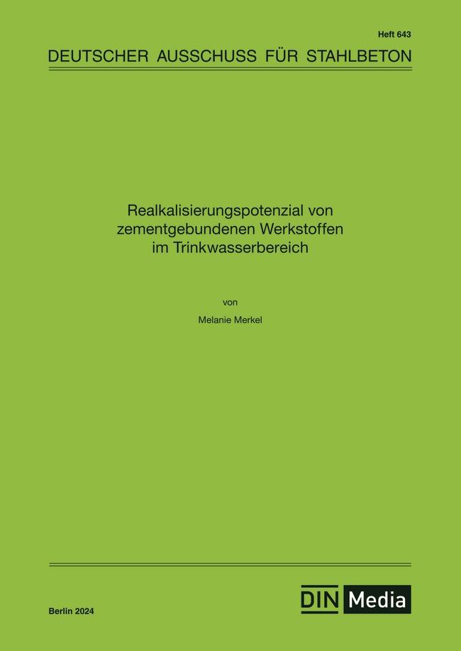 Vorderes Coverbild Realkalisierungspotenzial von zementgebundenen Werkstoffen im Trinkwasserbereich