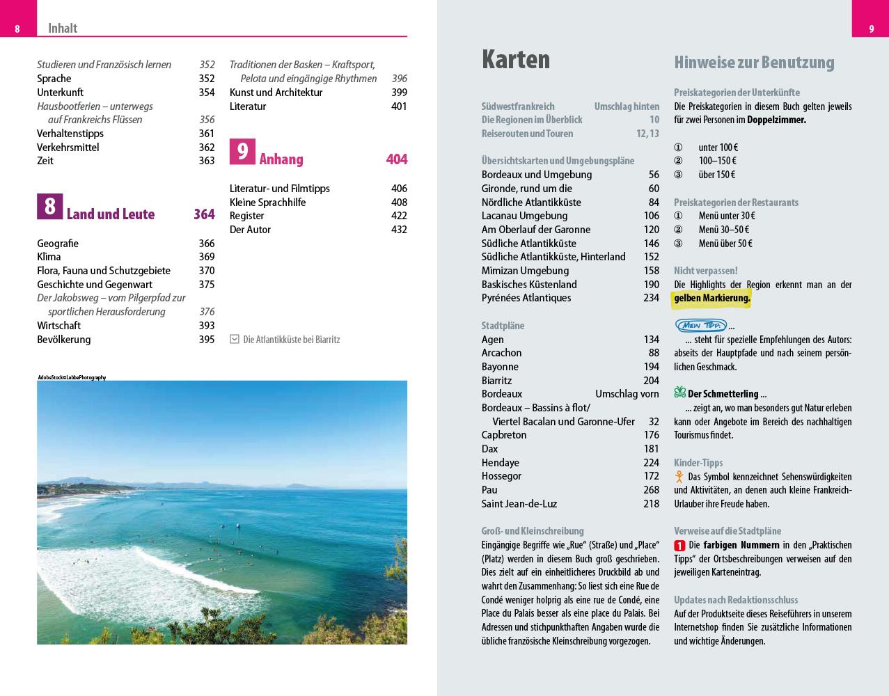 Beispielinhalt (Bild) Reise Know-How Reiseführer Südwestfrankreich - Atlantikküste und Hinterland, mit Bordeaux