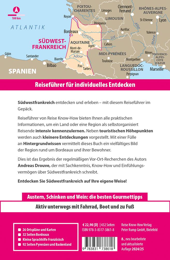 Rückseitencover Reise Know-How Reiseführer Südwestfrankreich - Atlantikküste und Hinterland, mit Bordeaux