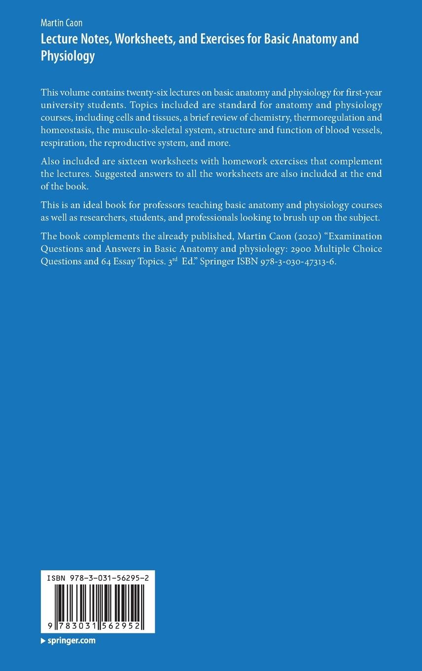 Rückseitencover Lecture Notes, Worksheets, and Exercises for Basic Anatomy and Physiology