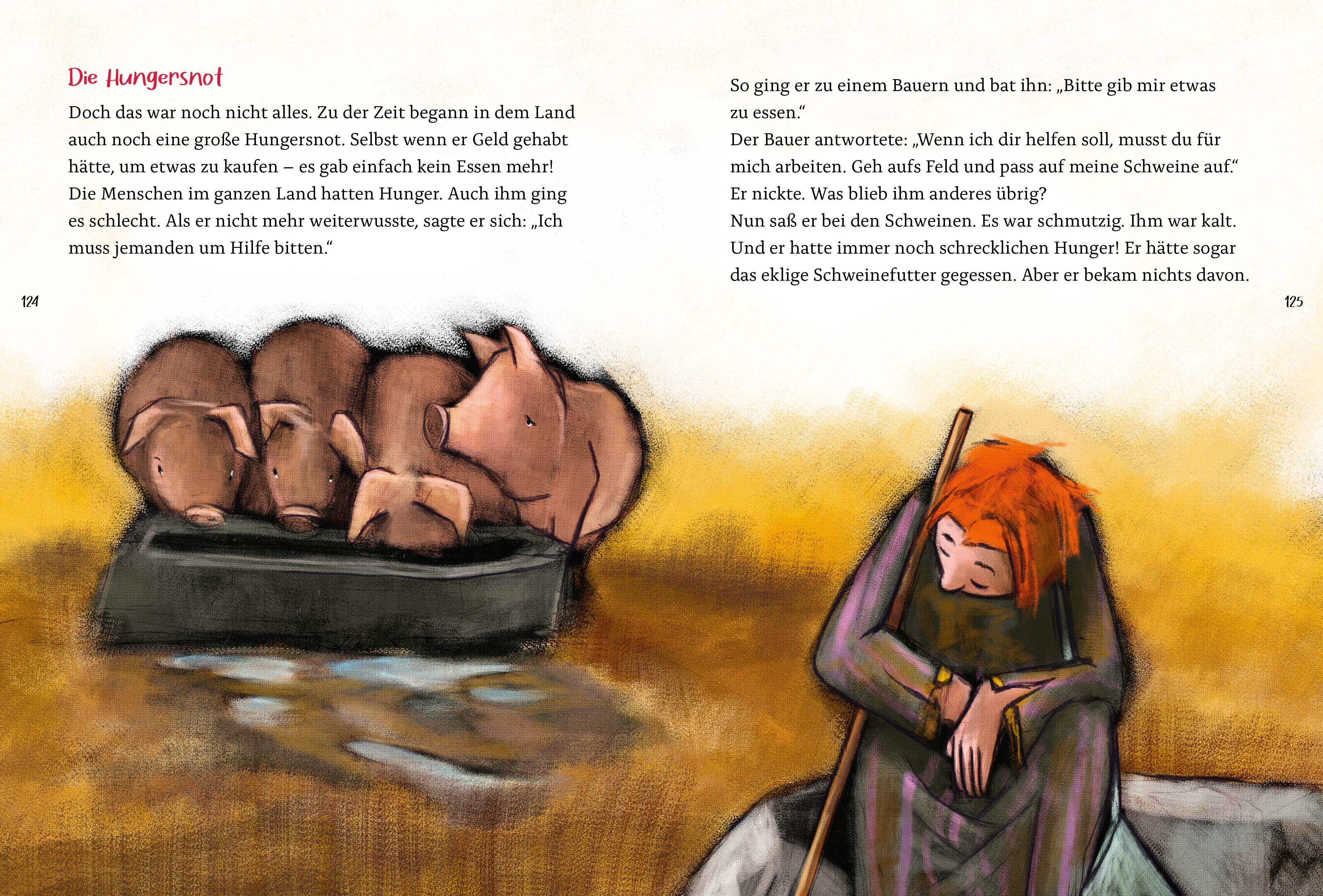Beispielinhalt (Bild) Die bunte Kinderbibel für dich. Farbenfroh illustrierte Bibel mit den wichtigen Bibelstellen. Spielerisch den Glauben entdecken: Christliche Kindergeschichten für Erstleser ab 6 Jahren