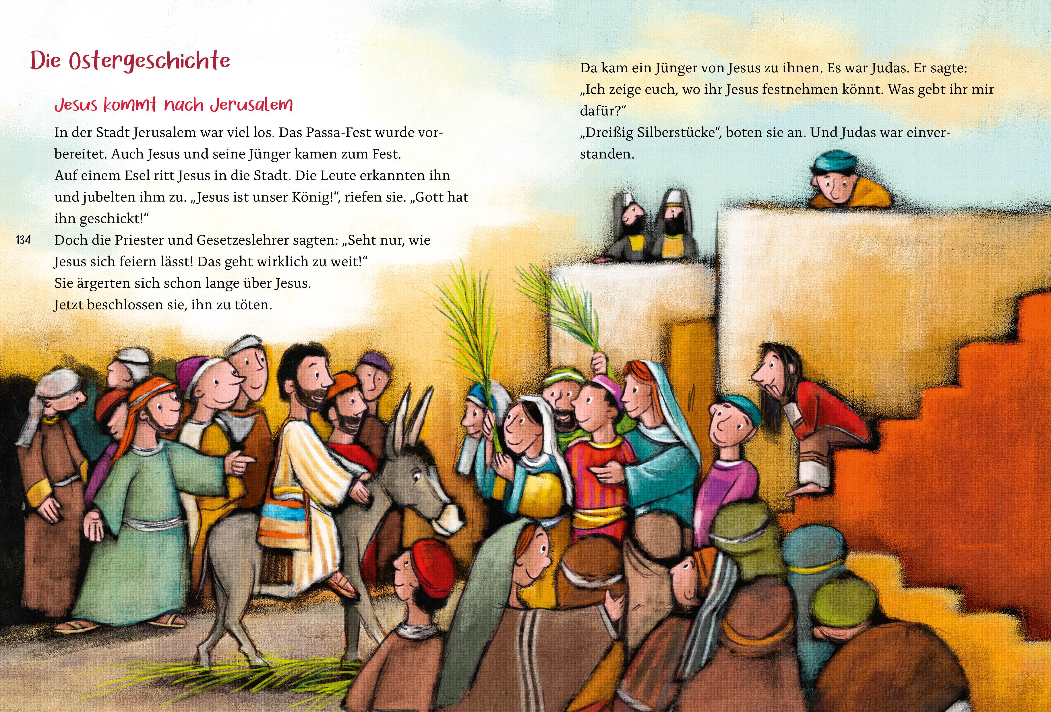 Beispielinhalt (Bild) Die bunte Kinderbibel für dich. Farbenfroh illustrierte Bibel mit den wichtigen Bibelstellen. Spielerisch den Glauben entdecken: Christliche Kindergeschichten für Erstleser ab 6 Jahren