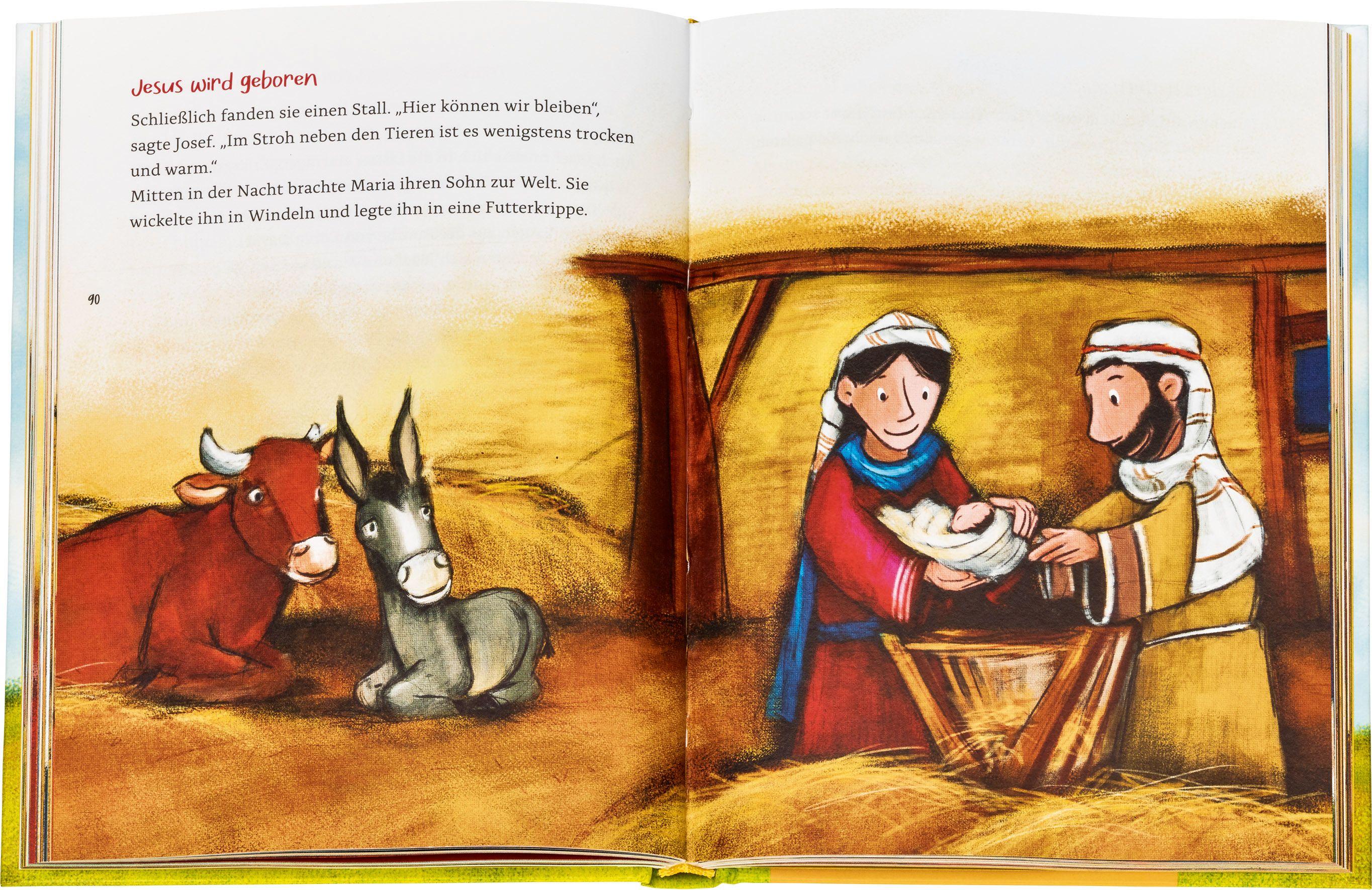 Beispielinhalt (Bild) Die bunte Kinderbibel für dich. Farbenfroh illustrierte Bibel mit den wichtigen Bibelstellen. Spielerisch den Glauben entdecken: Christliche Kindergeschichten für Erstleser ab 6 Jahren